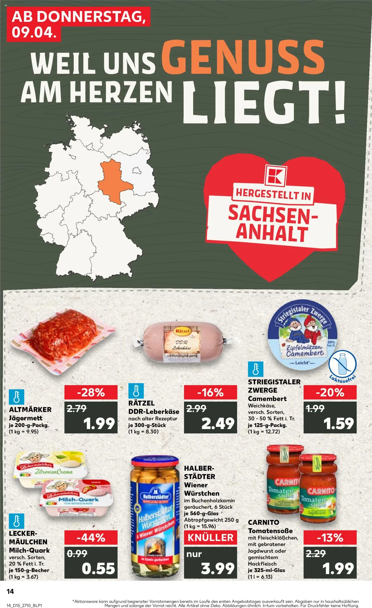 Kaufland Prospekt Zeitz	 – gültig ab 09.04.2026 | Seite: 14 | Produkte: Wiener wurstchen, Tomaten, Zitronen, Hackfleisch