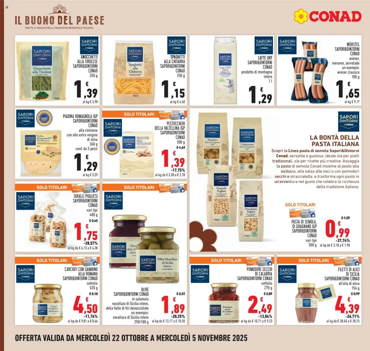 Volantino Conad del 22.10.2025 | Pagina: 12 | Prodotti: Salsa, Pasta, Carciofi, Gnocchetti