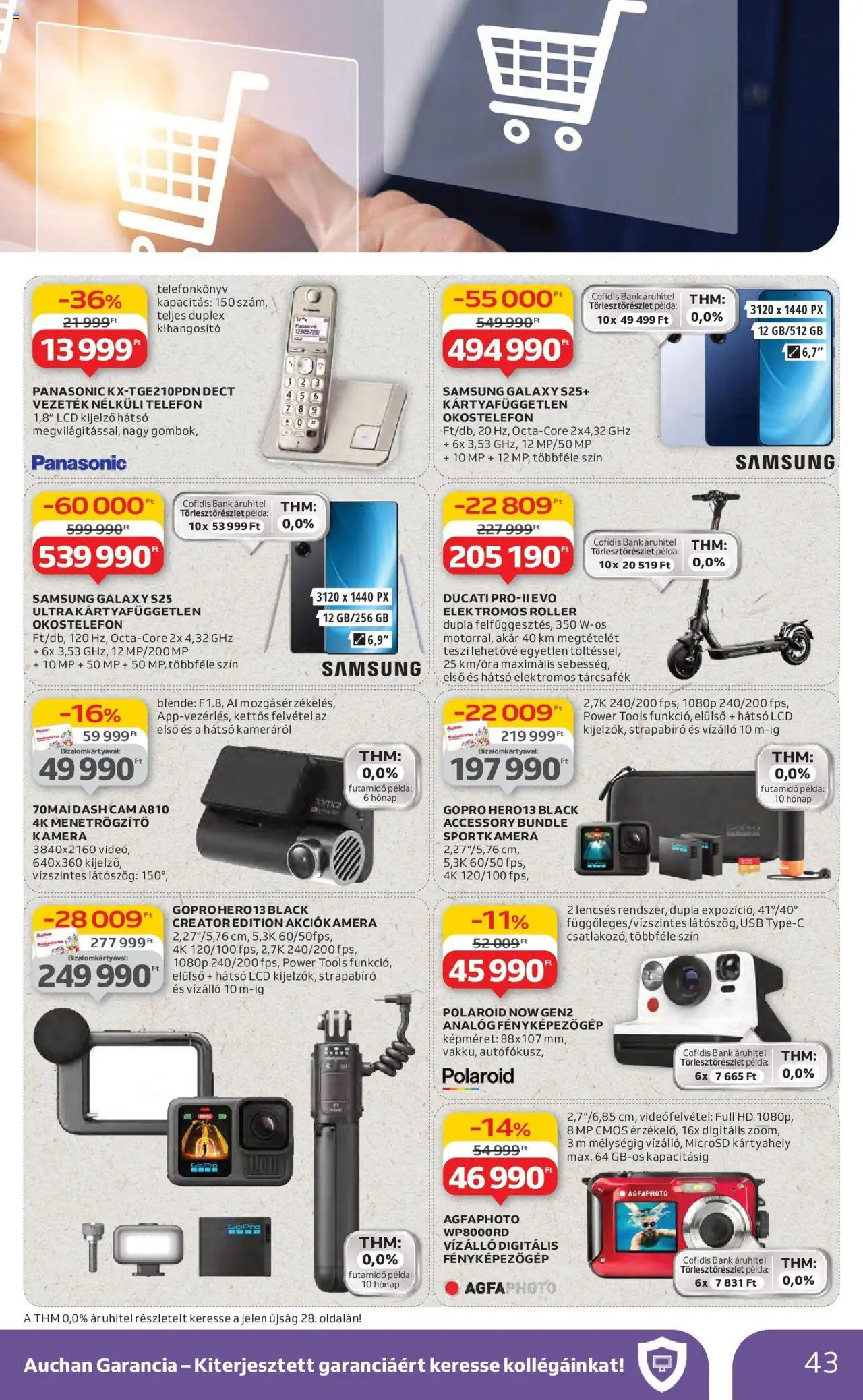 Auchan akciós ujság - amely érvényes a következő dátumtól: 19.06.2025 | Oldal: 43 | Termékek: USB, Akciókamera, Vezeték nélküli telefon, Samsung