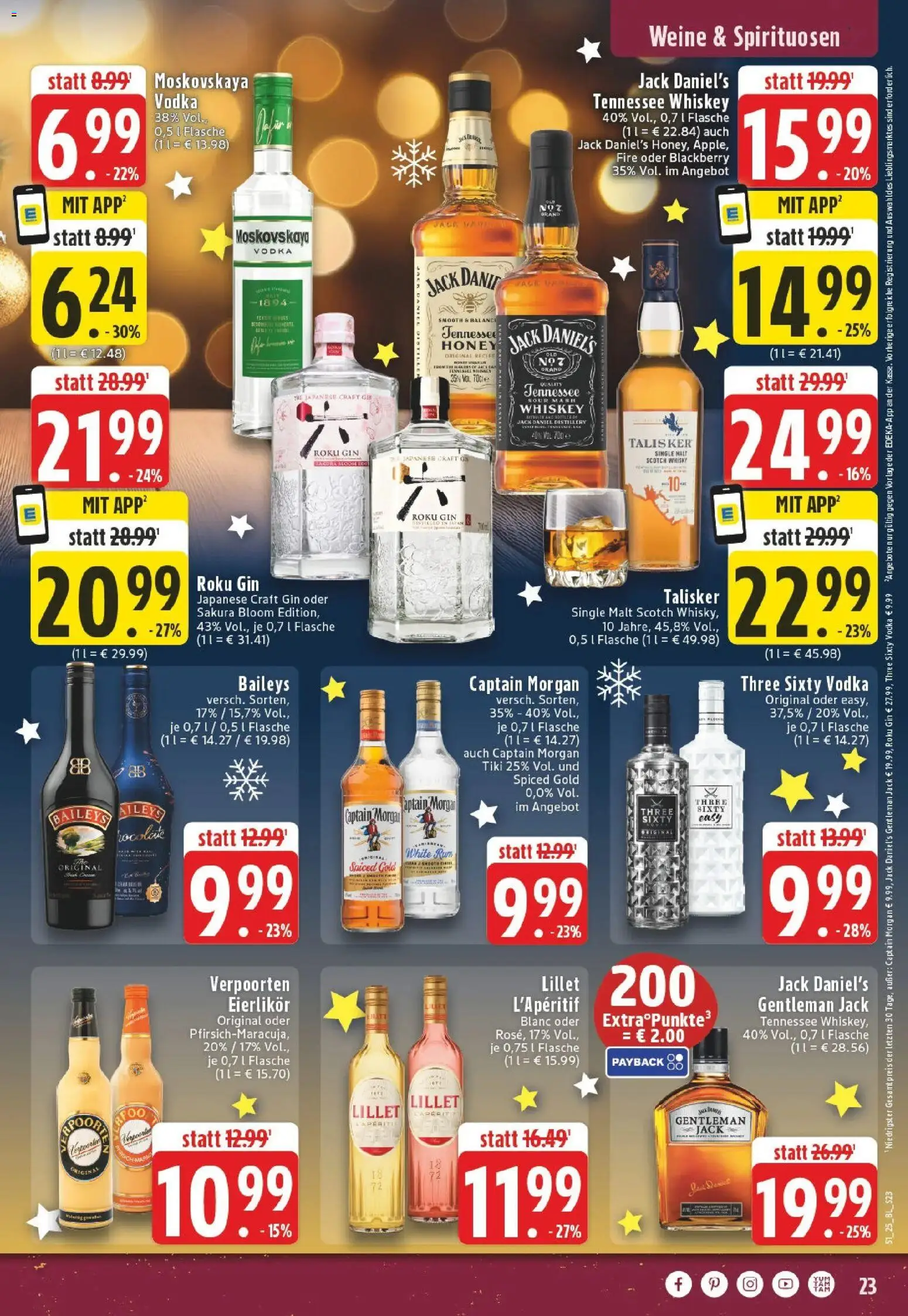 Edeka prospekt Castrop-Rauxel	 – gültig ab 15.12.2025 | Seite: 23 | Produkte: Jack Daniel's, Lillet, Baileys, Whiskey