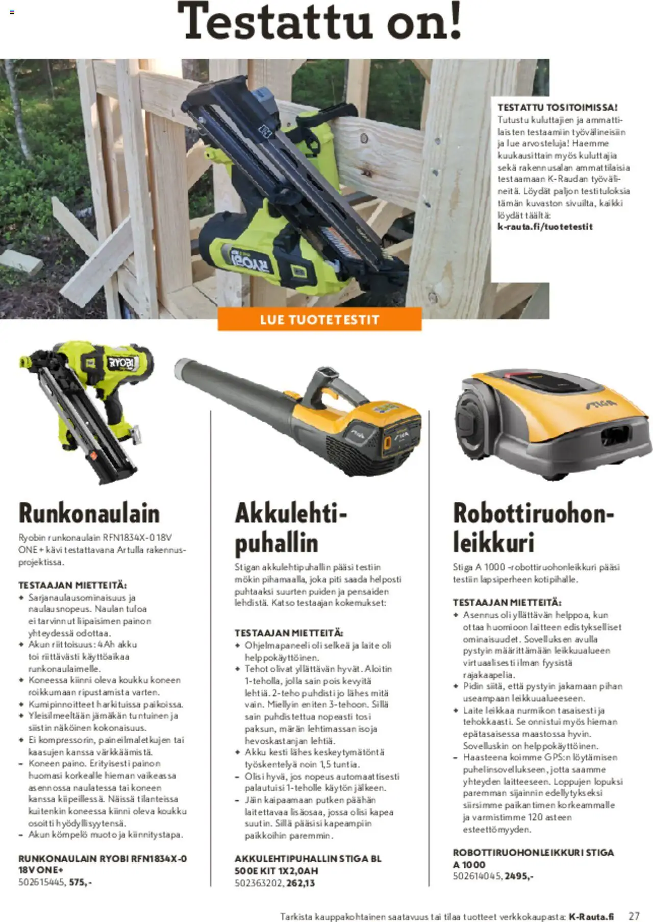  | Sivu: 27 | Tuotteet: Leikkuri, Robottiruohonleikkuri, Akku, Pasta