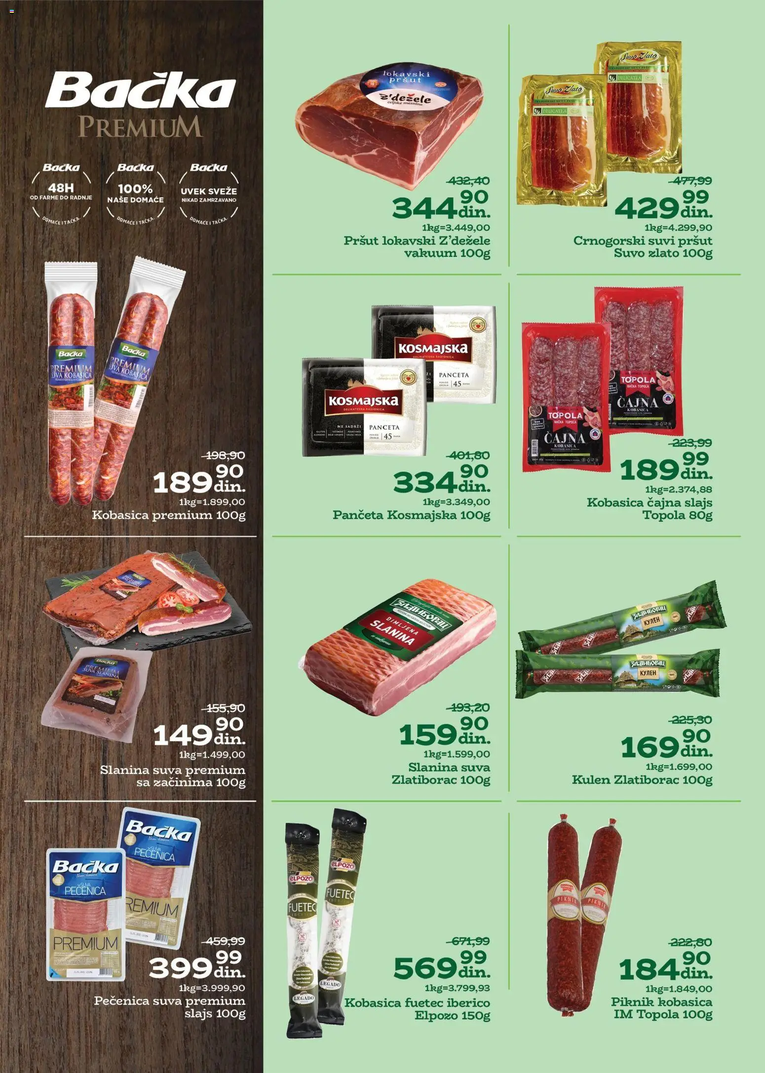 Univerexport katalog - važi od 27.10.2025 | Strana: 5 | Proizvode: Suva slanina, Panceta, Kulen, Kobasica
