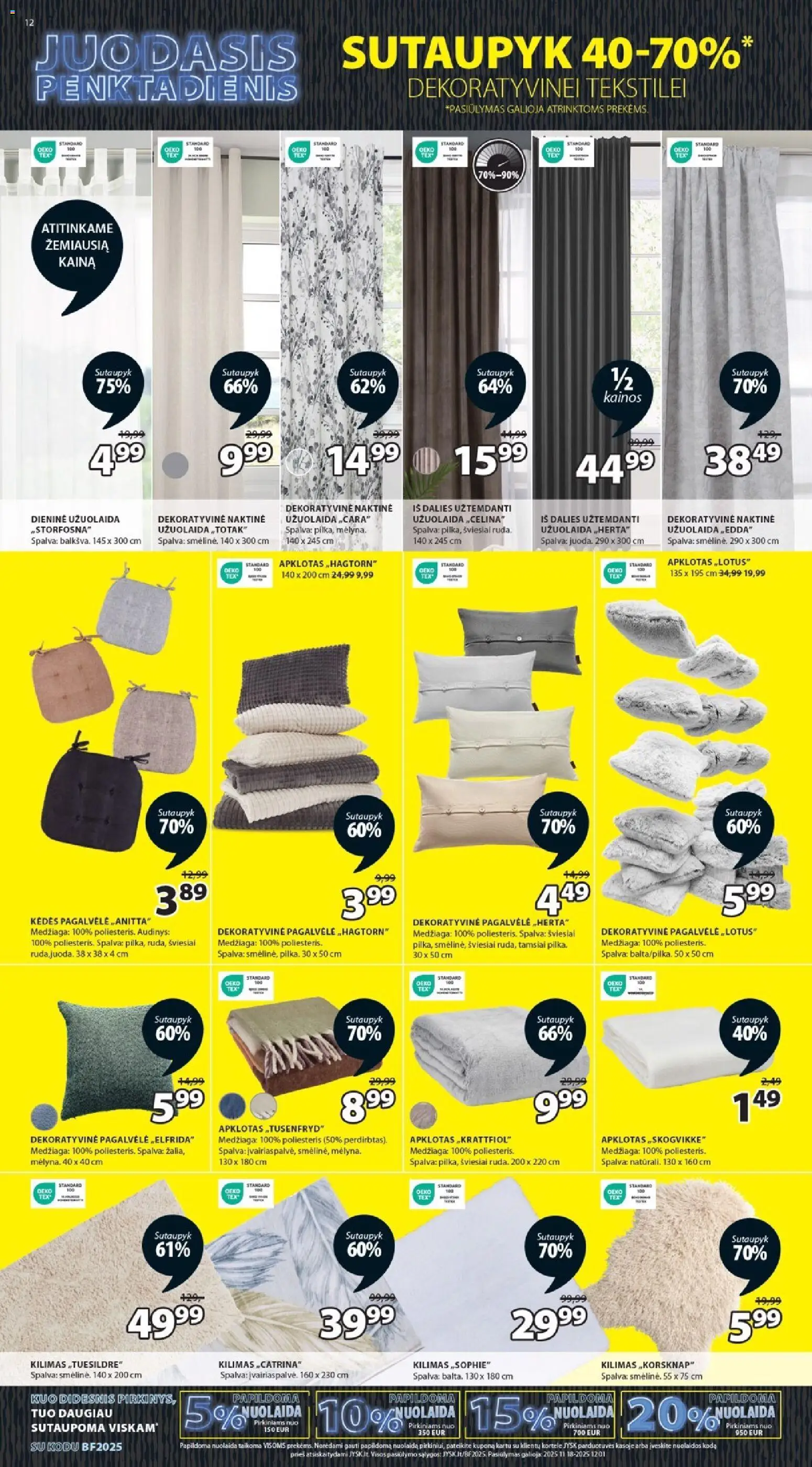JYSK akcijos nuo 18.11.2025 | Puslapis: 12 | Prekių: Pagalvėlė, Kilimas