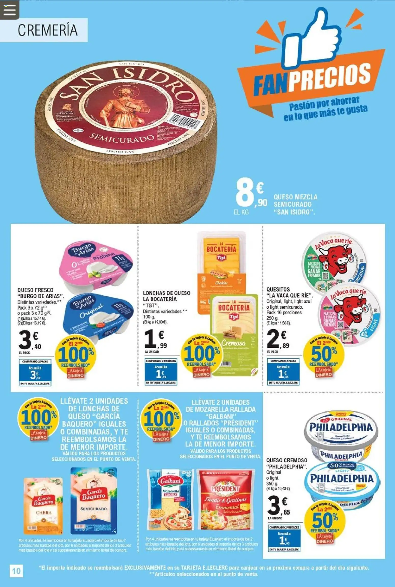 E.Leclerc - Fan precios │ válido desde el 11.02.2026 | Página: 10 | Productos: Queso, Queso fresco, Té