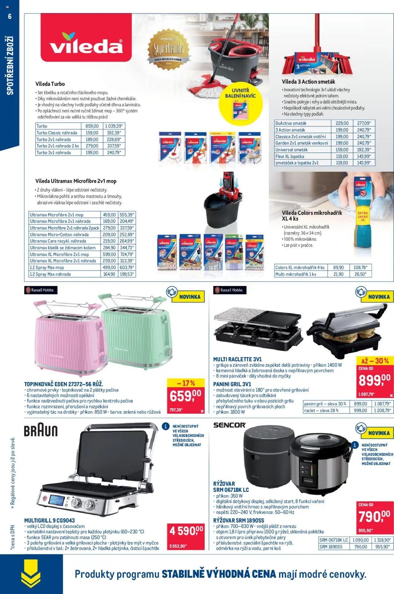 Makro leták - Spotřební zboží od 10.09.2025 | Strana: 6 | Produkty: Mop vileda, Russell Hobbs, Potraviny, Smeták