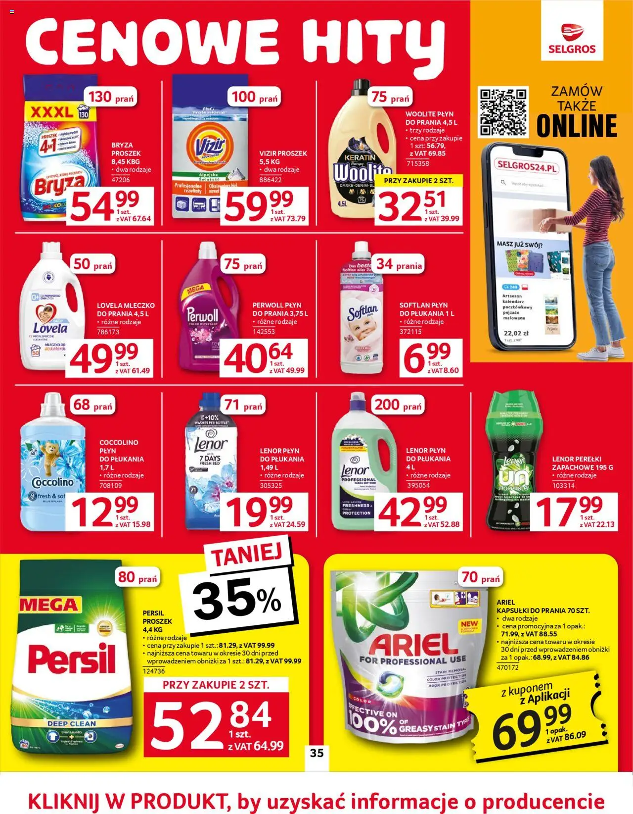 Selgros cash&carry Gazetka od 05.06.2025 | Strona: 35 | Produkty: Ariel, Kapsułki do prania, Lenor płyn do płukania, Lovela