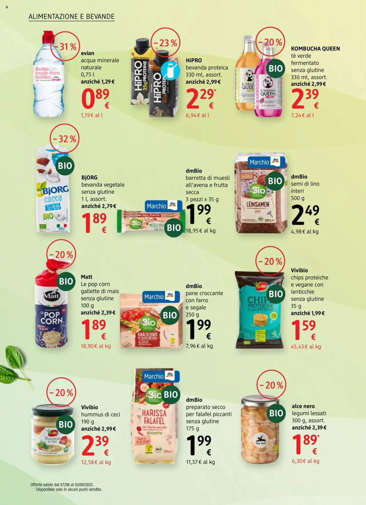 Volantino dm drogerie markt del 07.08.2025 | Pagina: 4 | Prodotti: Muesli, Acqua, Gallette, Mais