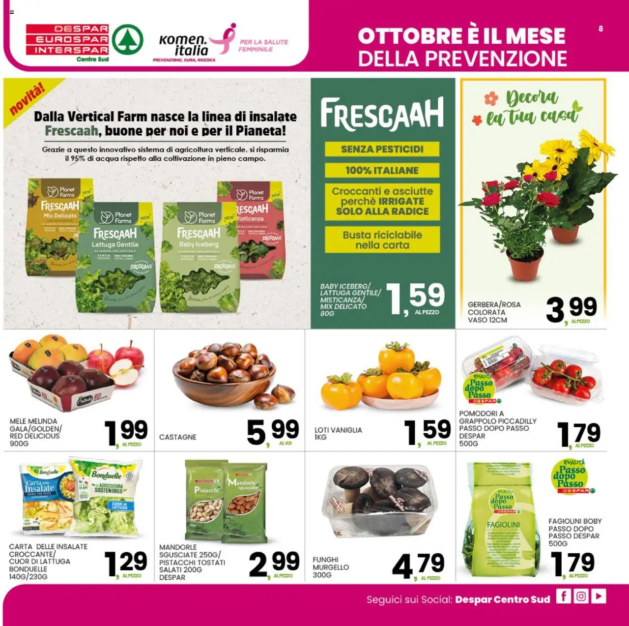 Volantino Interspar del 13.10.2025 | Pagina: 8 | Prodotti: Mele, Pomodori, Mandorle, Fagiolini
