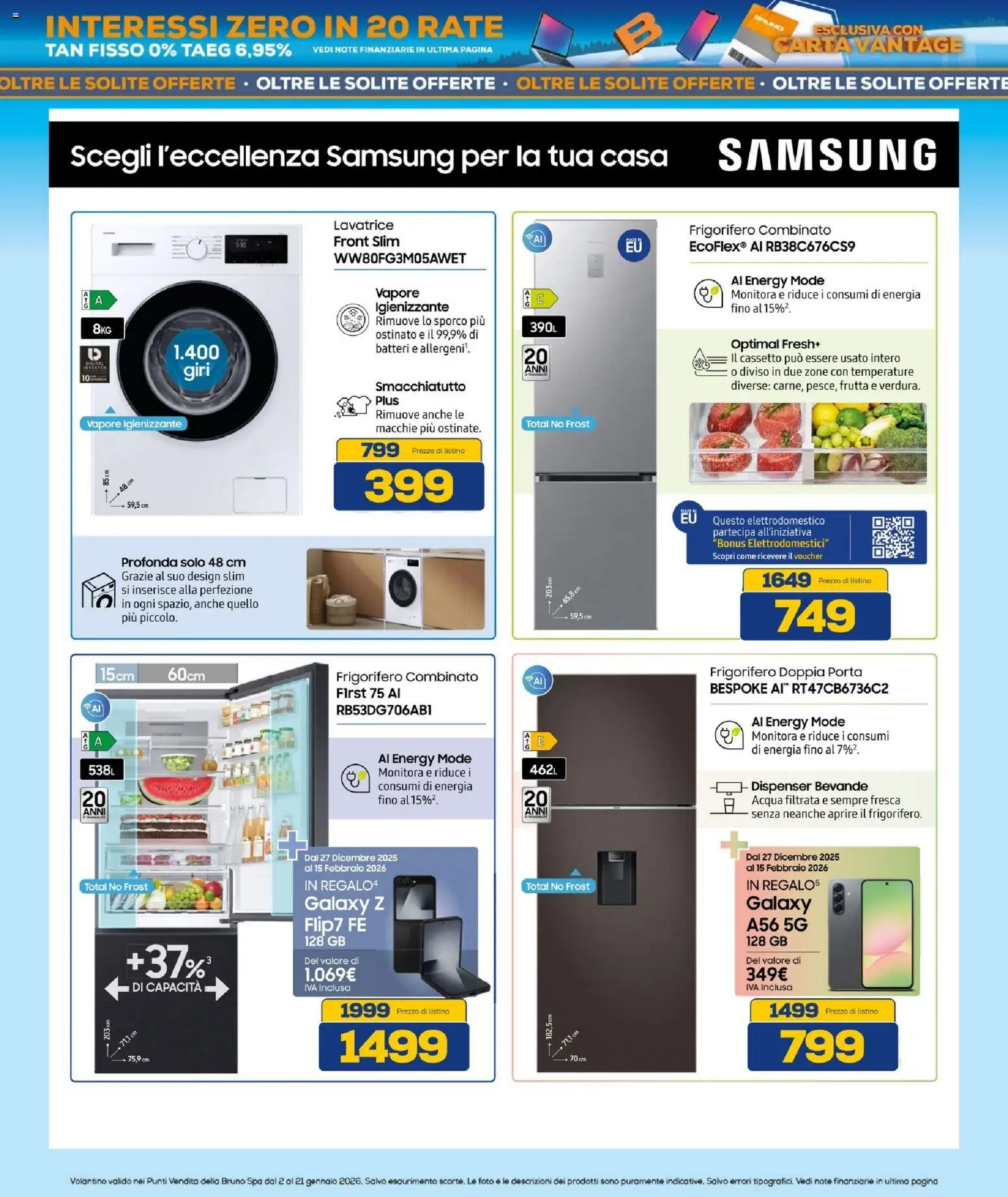 Volantino BRUNO del 02.01.2026 | Pagina: 36 | Prodotti: Acqua, Frutta, Frigorifero, Samsung