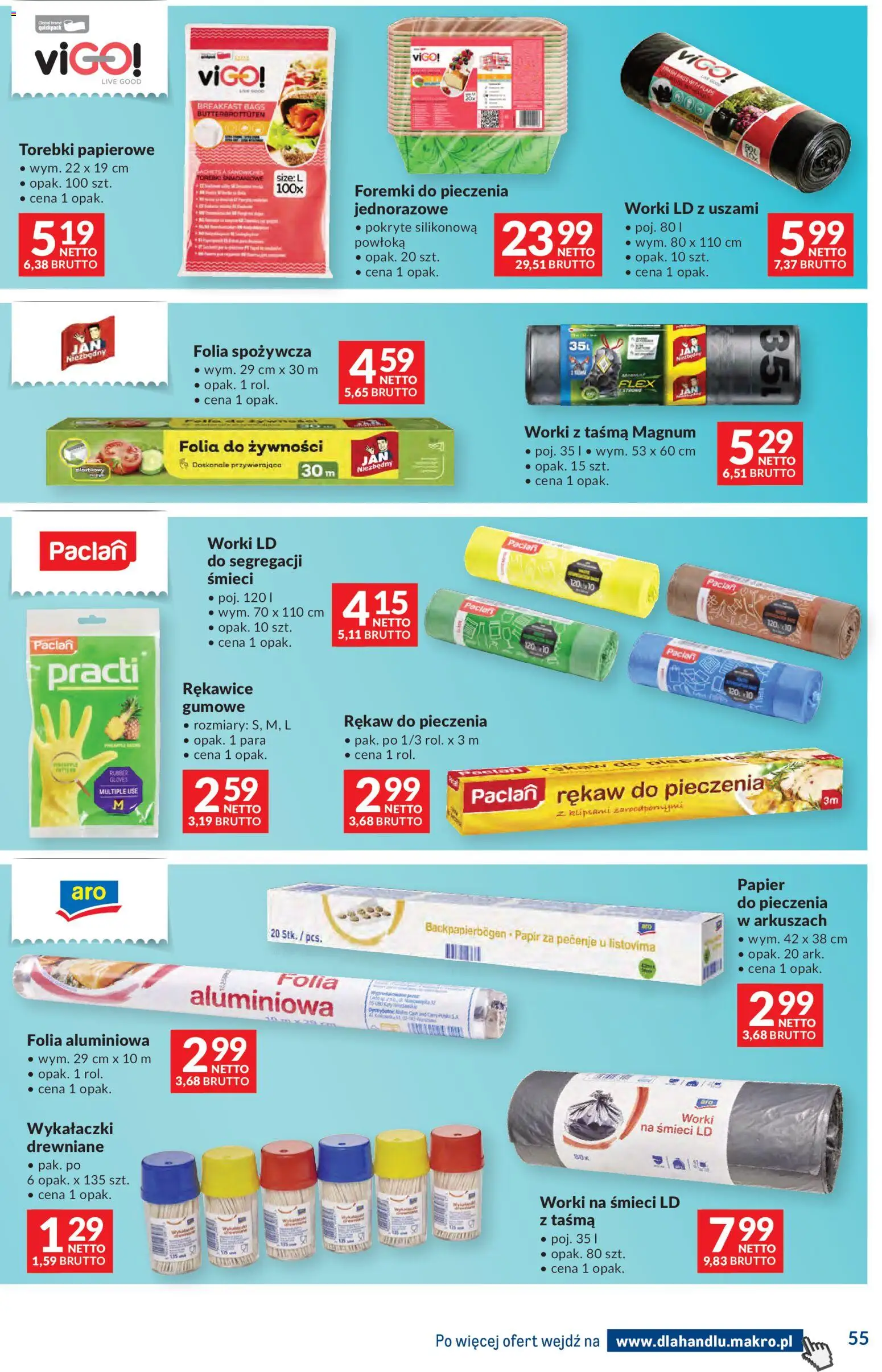 Makro Gazetka - Dystrybucja do sklepów od 09.12.2025 | Strona: 55 | Produkty: Folia spożywcza, Papier do pieczenia, Torebki