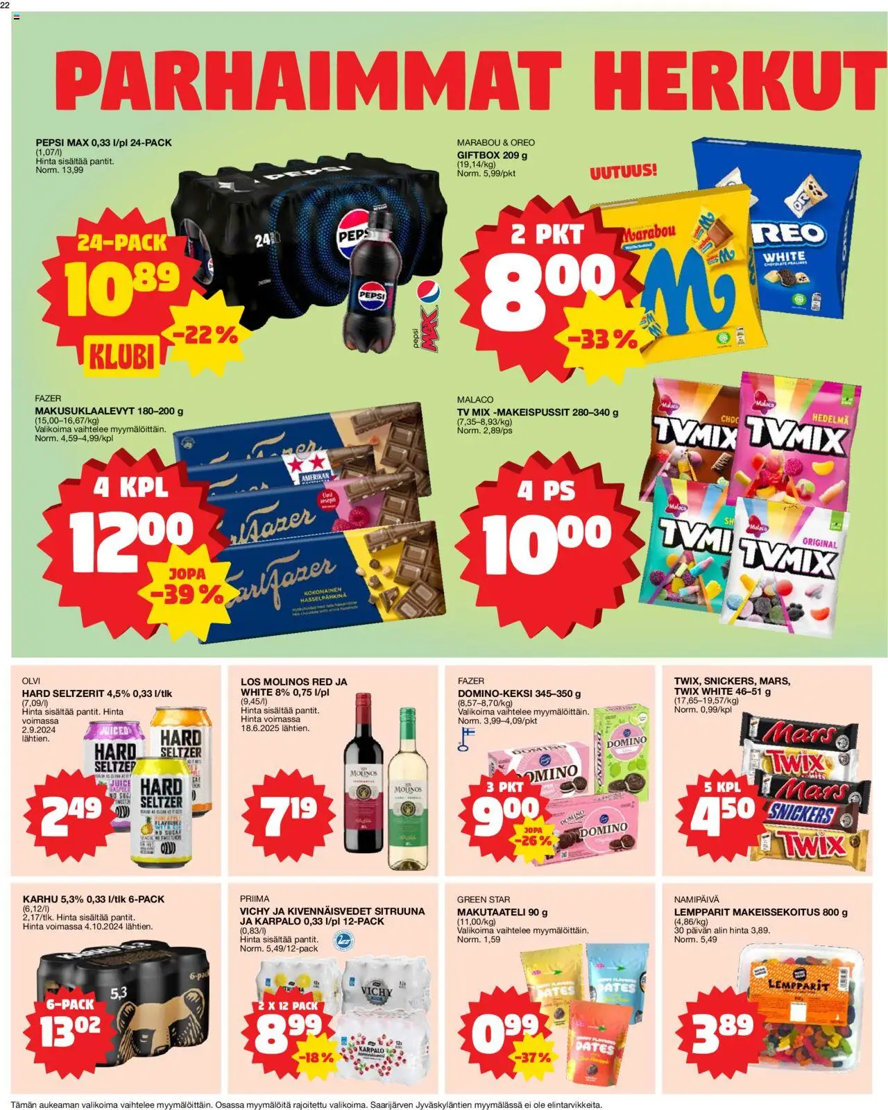  | Sivu: 22 | Tuotteet: Kokonainen, Oreo, Pepsi, TV