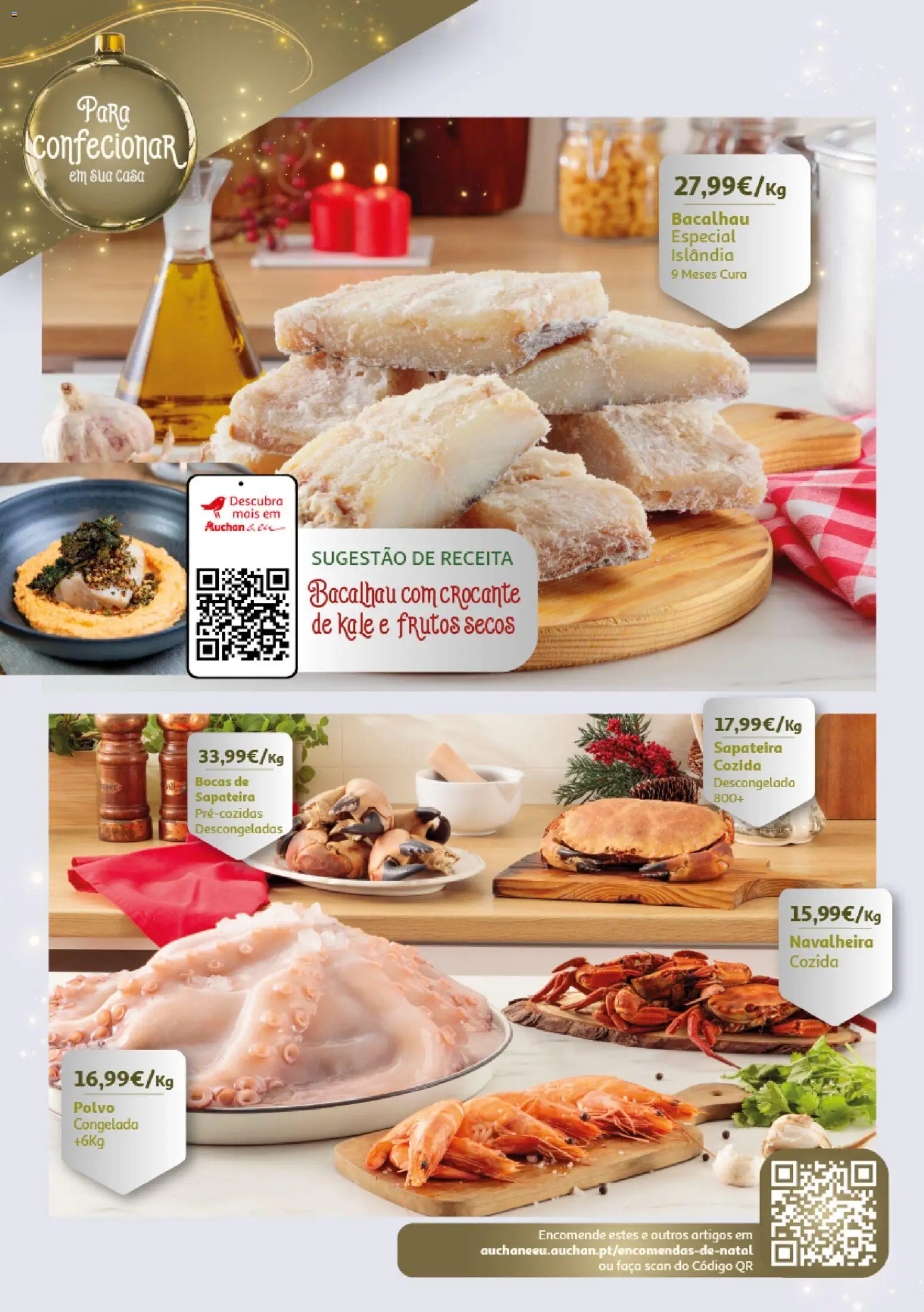 Auchan - Encomendas Natal e Ano Novo │ válido de 13.11.2025 | Página: 12 | Produtos: Faca, Bacalhau, Polvo, Sapateira