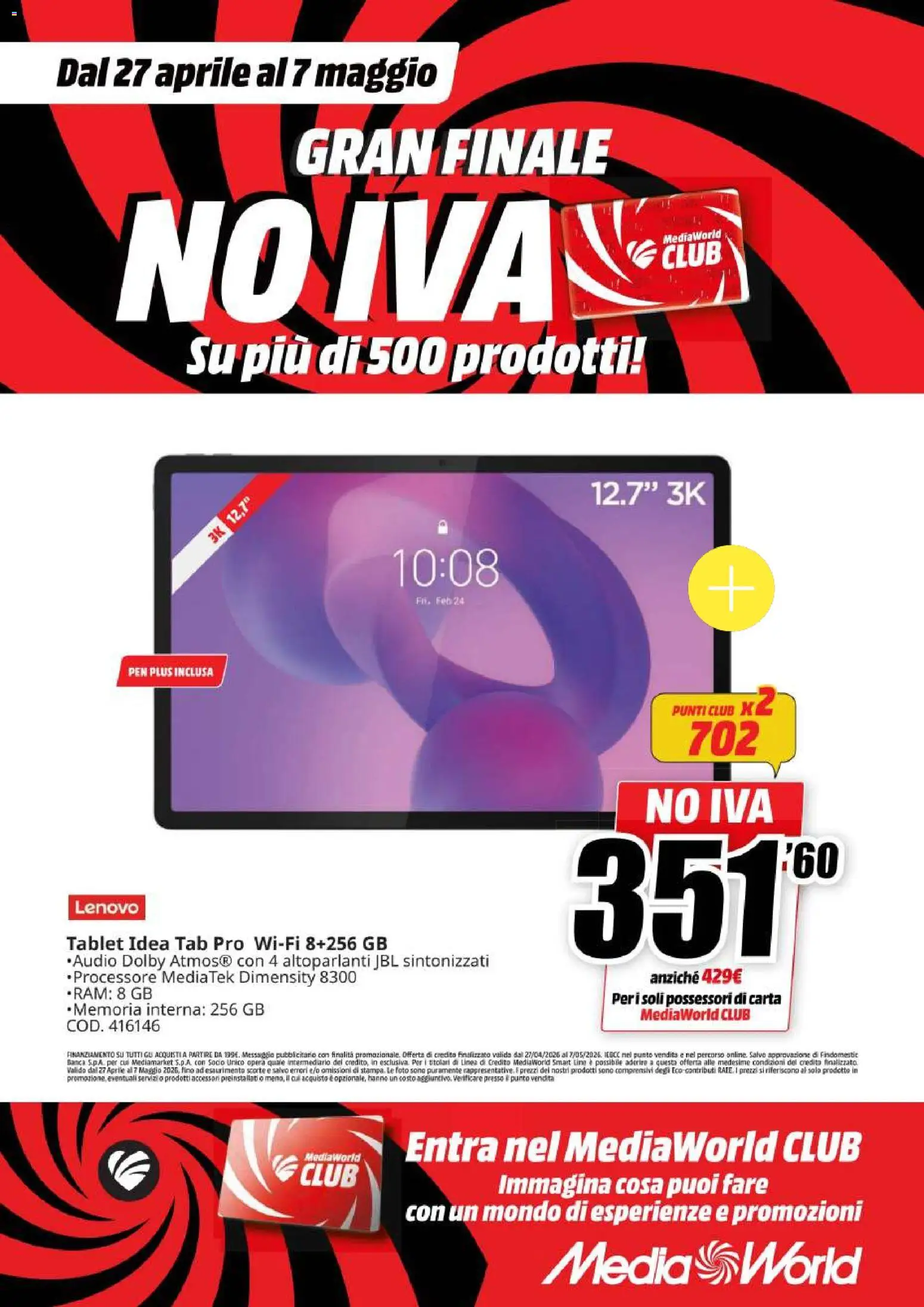 Volantino Media World del 27.04.2026 | Pagina: 26 | Prodotti: Tablet