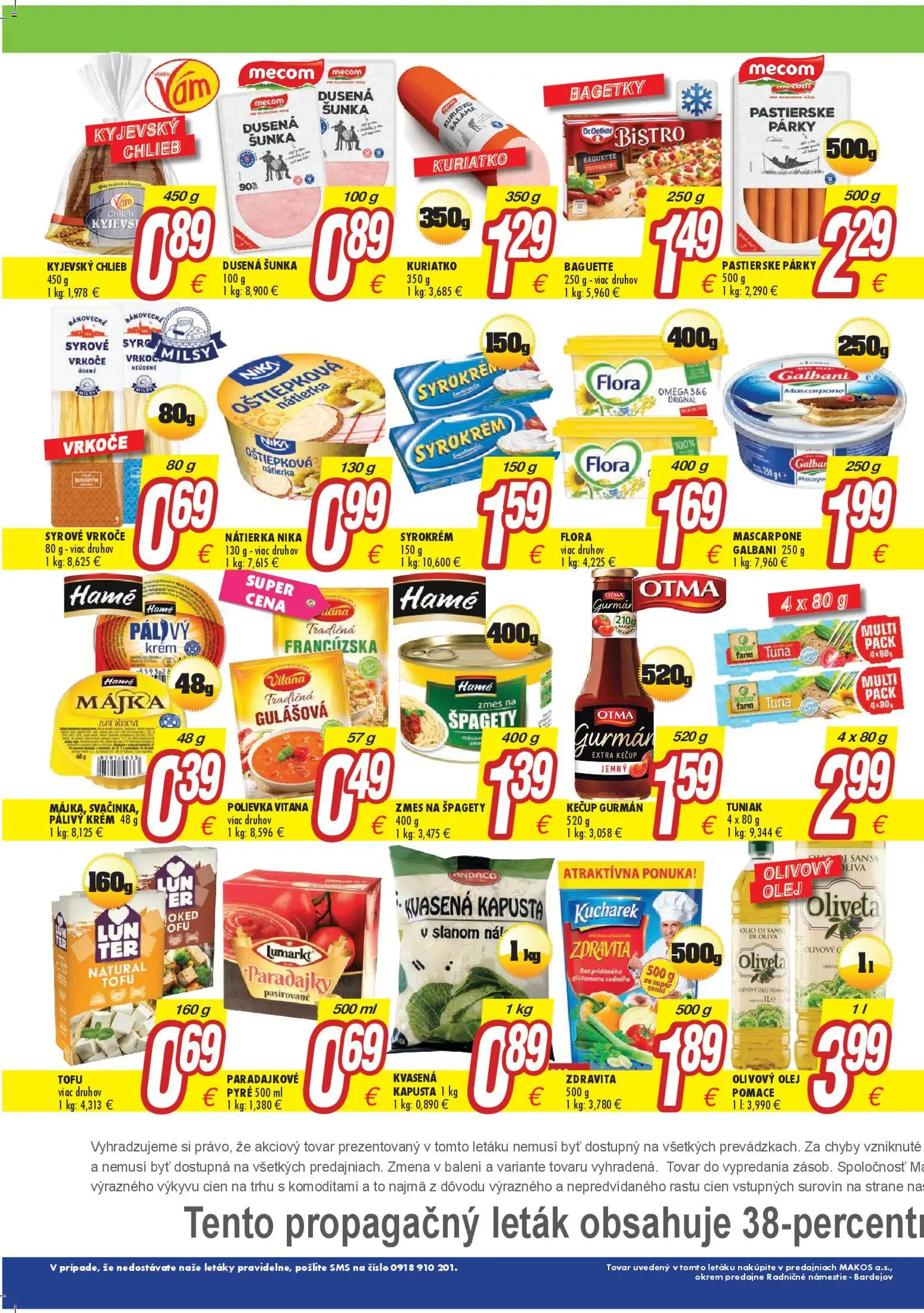 Nové Makos akcie – leták je platný od 02.03.2026 | Strana: 3 | Produkty: Chlieb, Saláma, Párky, Mascarpone