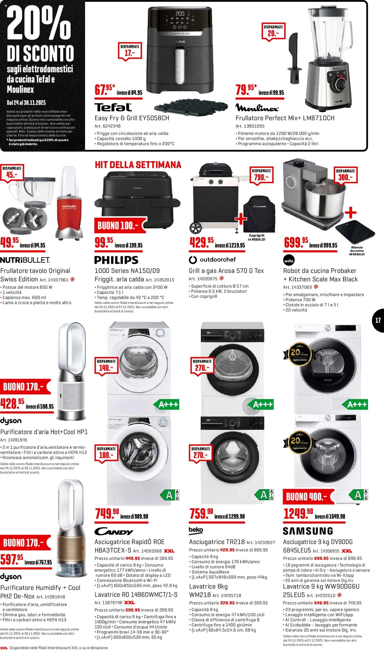 Interdiscount Black Friday IT – gültig ab 24.11.2025 | Seite: 17 | Produkte: Samsung, Grill, Philips, Dyson