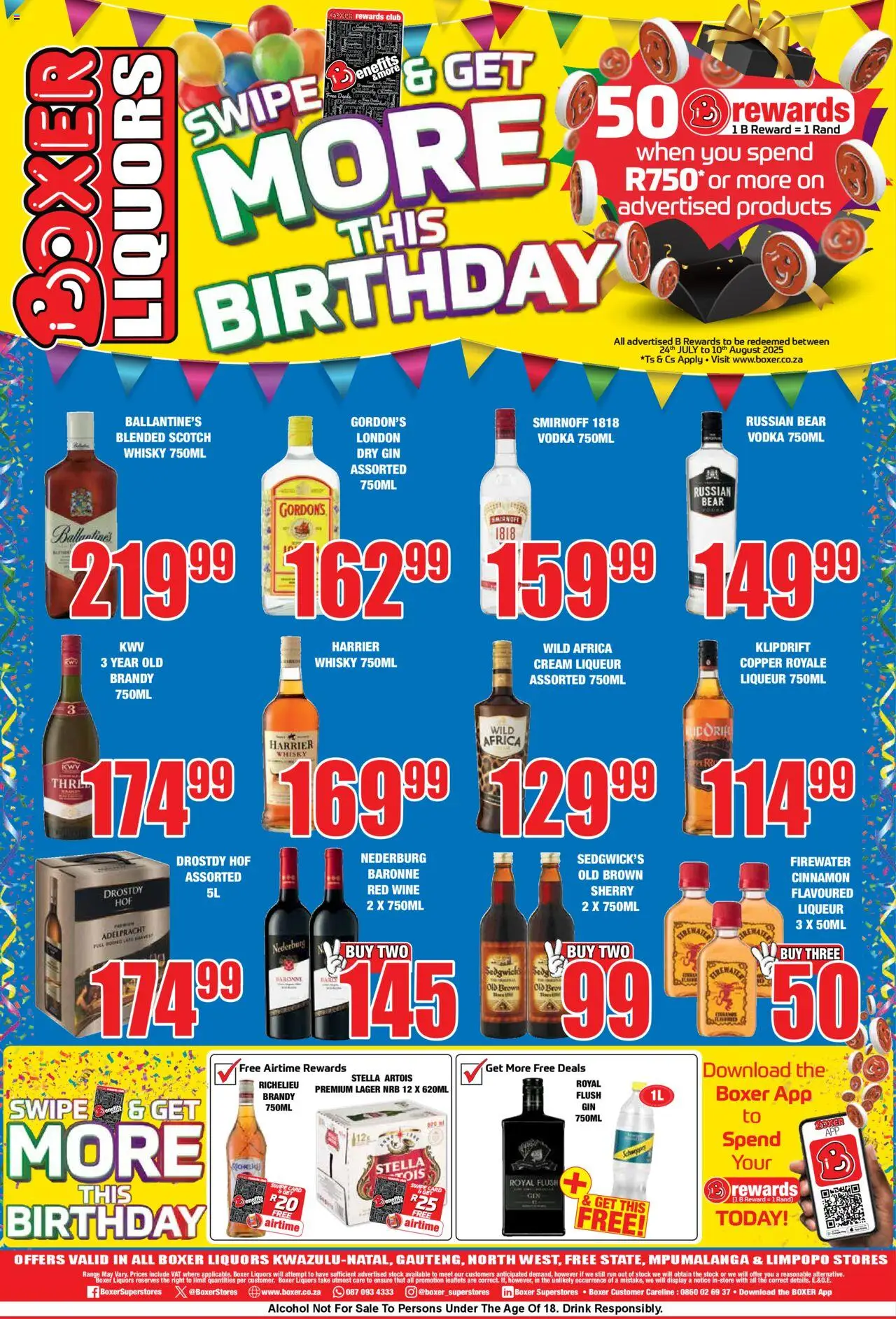 Boxer Liquor Specials │ valid from 07.07.2025 | Page: 2 | Products: Brandy, Wine, Gin, Stock