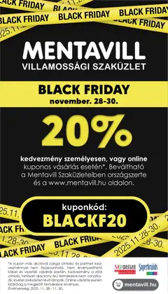 Mentavill - Black Friday - amely érvényes a következő dátumtól: 20.11.2025