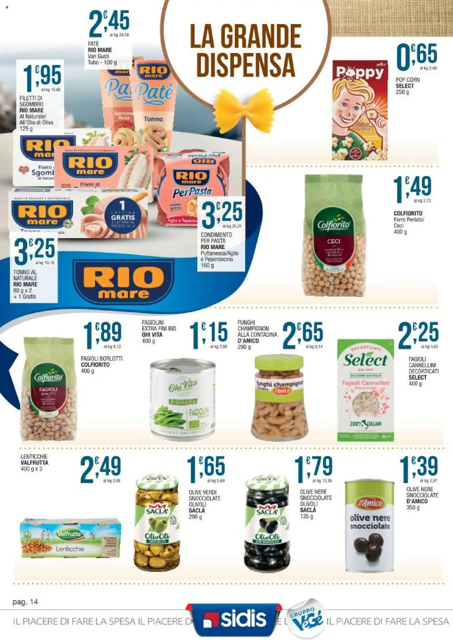 Volantino Sidis del 23.02.2026 | Pagina: 14 | Prodotti: Cannellini, Olio, Olive, Funghi