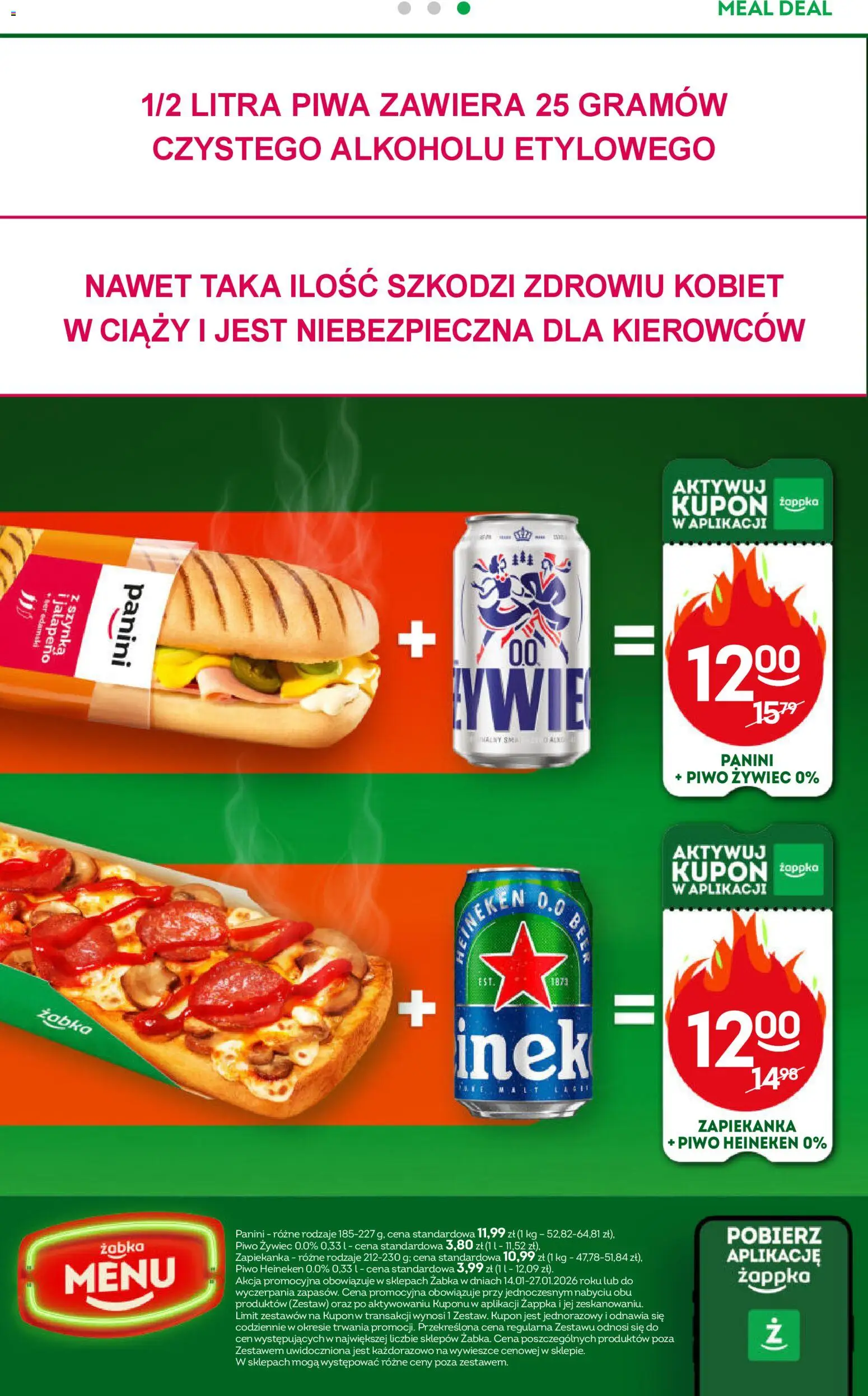 Żabka Gazetka od 14.01.2026 | Strona: 36 | Produkty: Zapiekanka, Panini, Szynka, Heineken