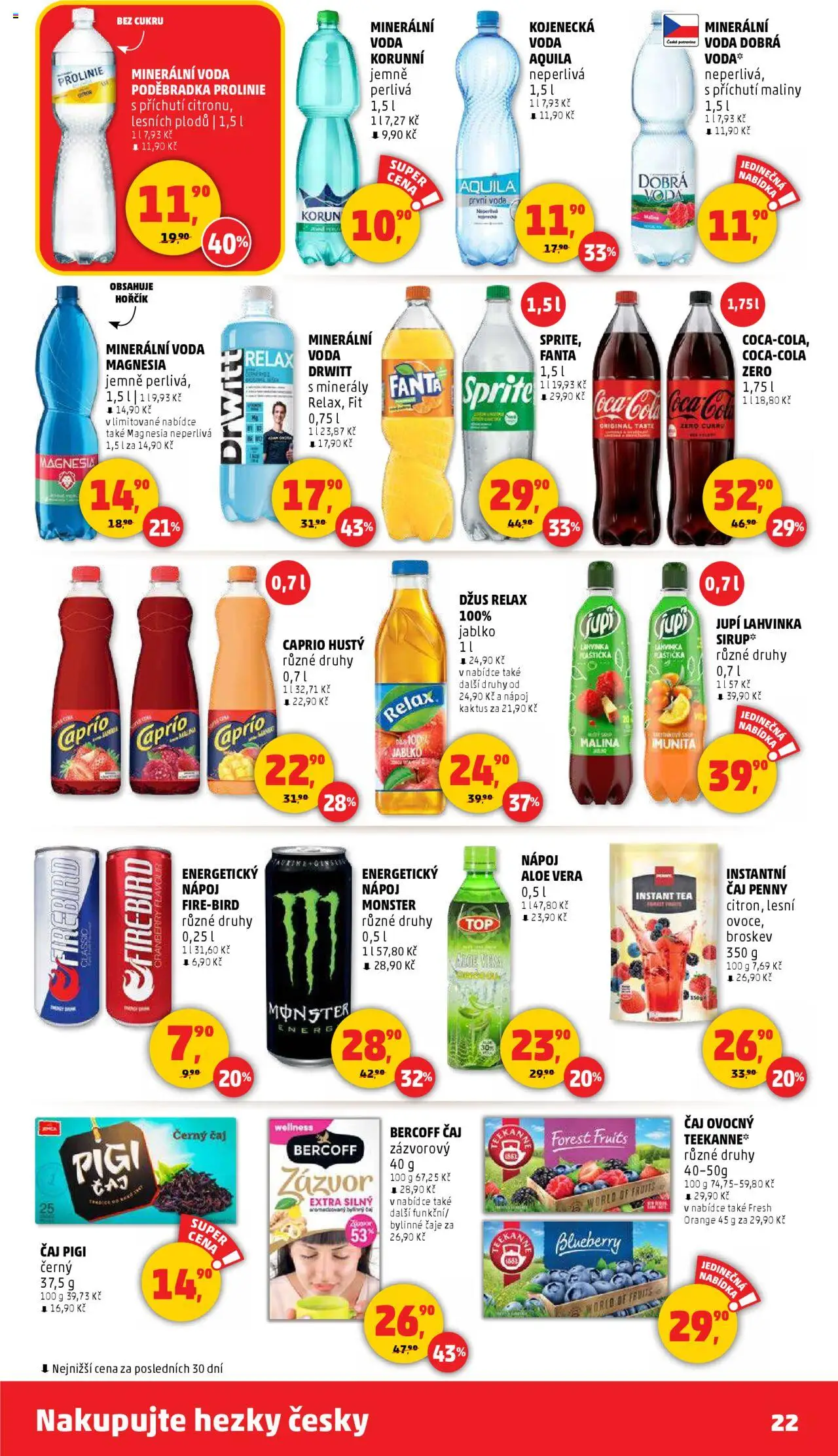 Penny Market leták - Čtvrtečník od 02.10.2025 | Strana: 22 | Produkty: Hořčík, Čaj, Poděbradka, Minerály