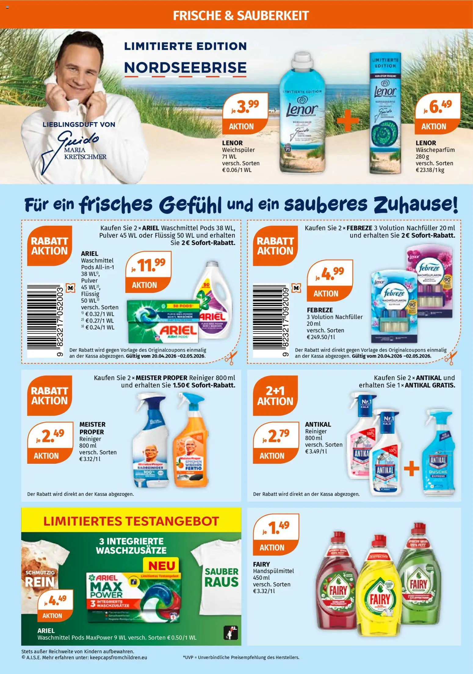 Müller P&G Sonderflyer gültig ab 20.04.2026 | Seite: 2 | Produkte: Dusche, Weichspüler, Waschmittel