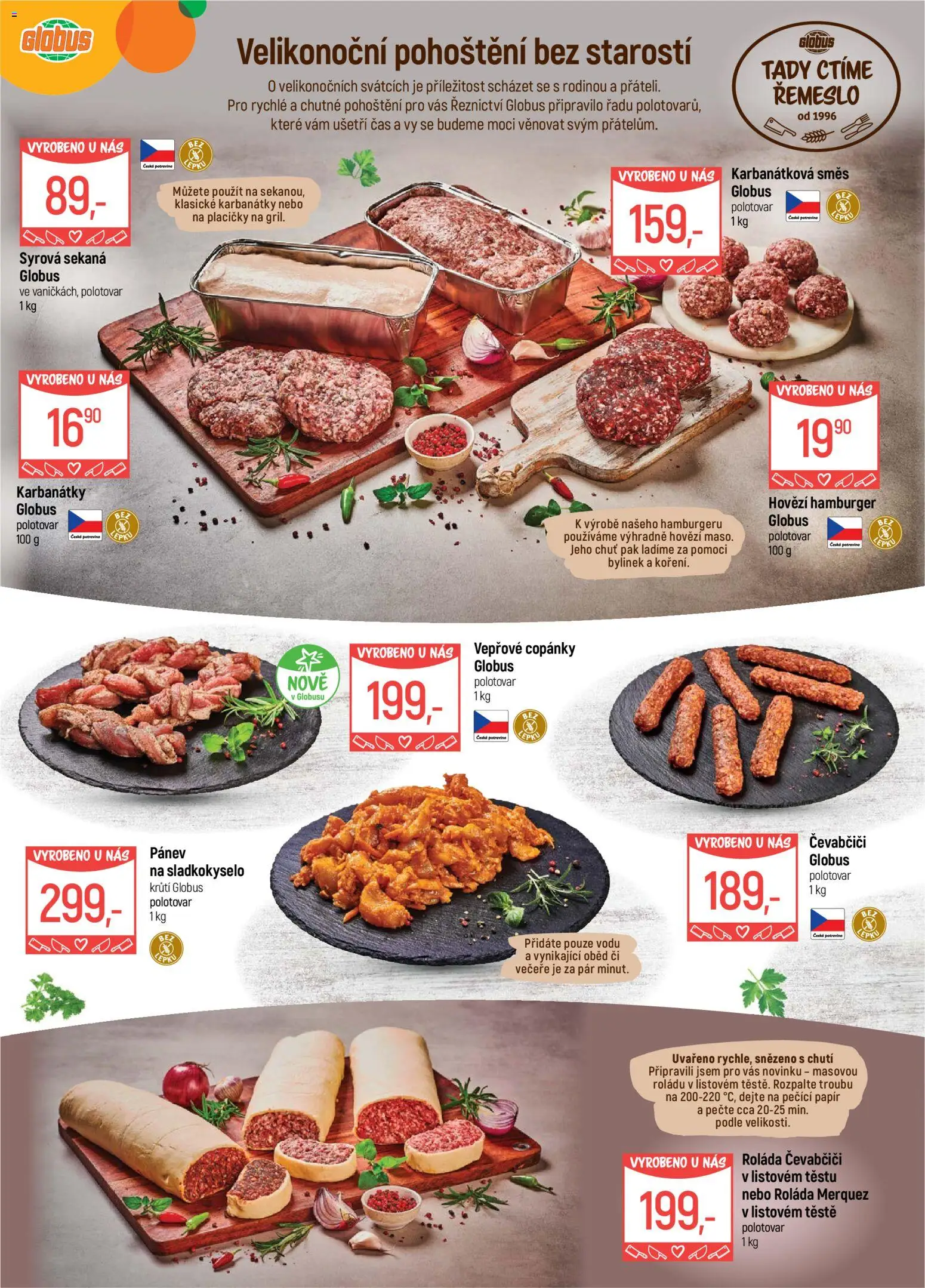 Globus leták - Ostrava od 25.03.2026 | Strana: 3 | Produkty: Hamburger, Hovězí, Globus, Sekaná