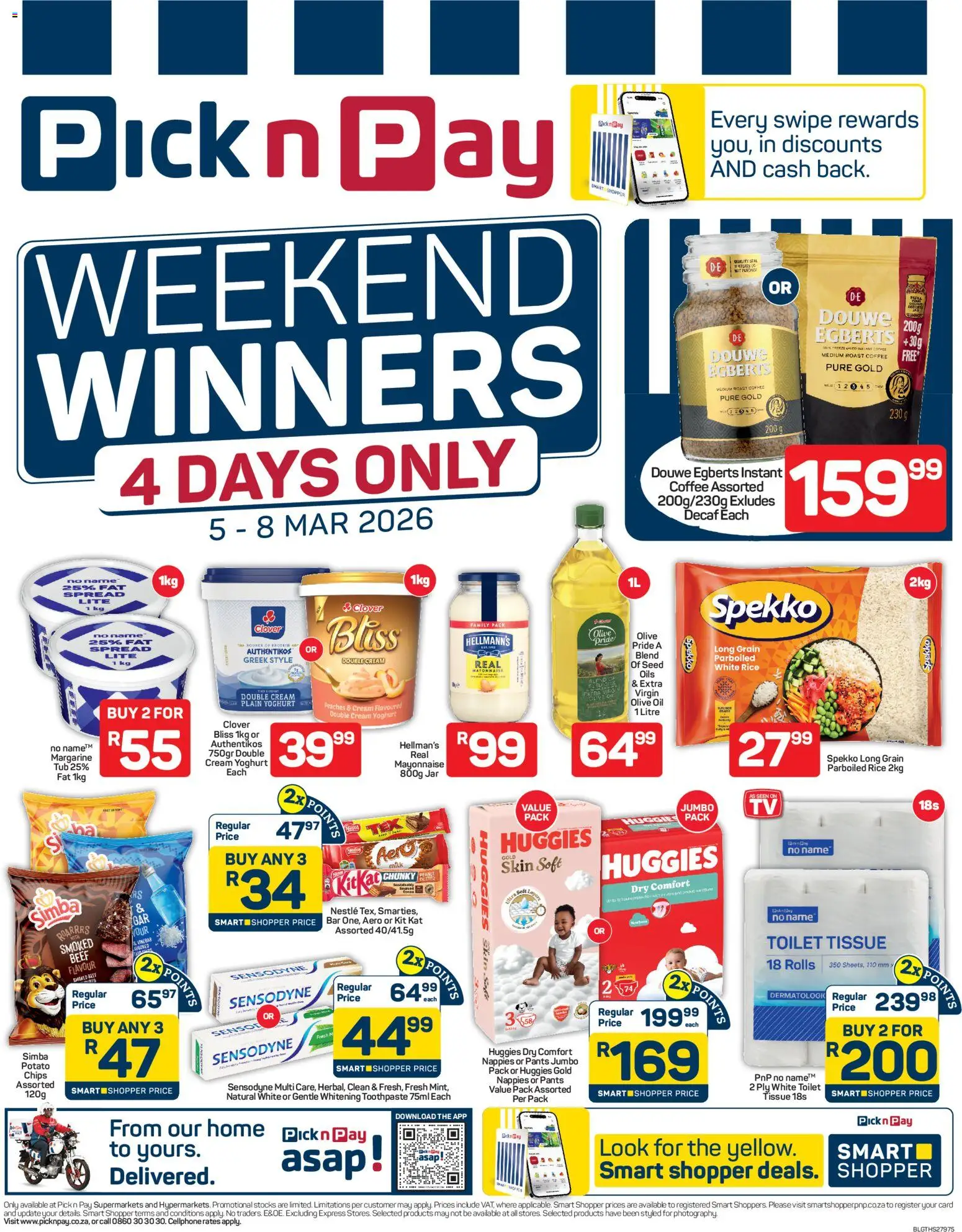 New Pick n Pay catalogue – valid from 05.03.2026 | Page: 1 | Products: Detergente líquido, Oil, Coffee, Margarine