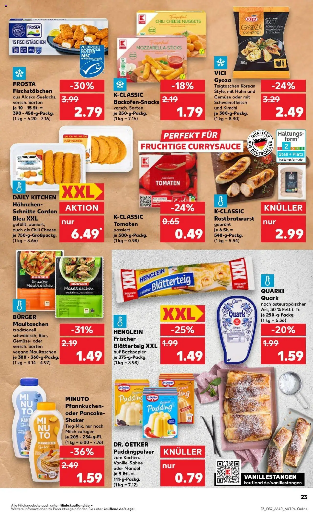 Kaufland prospekt Hauzenberg	 – gültig ab 14.09.2025 | Seite: 23 | Produkte: Hahnchen, Pfannkuchen, Chili, Maultaschen