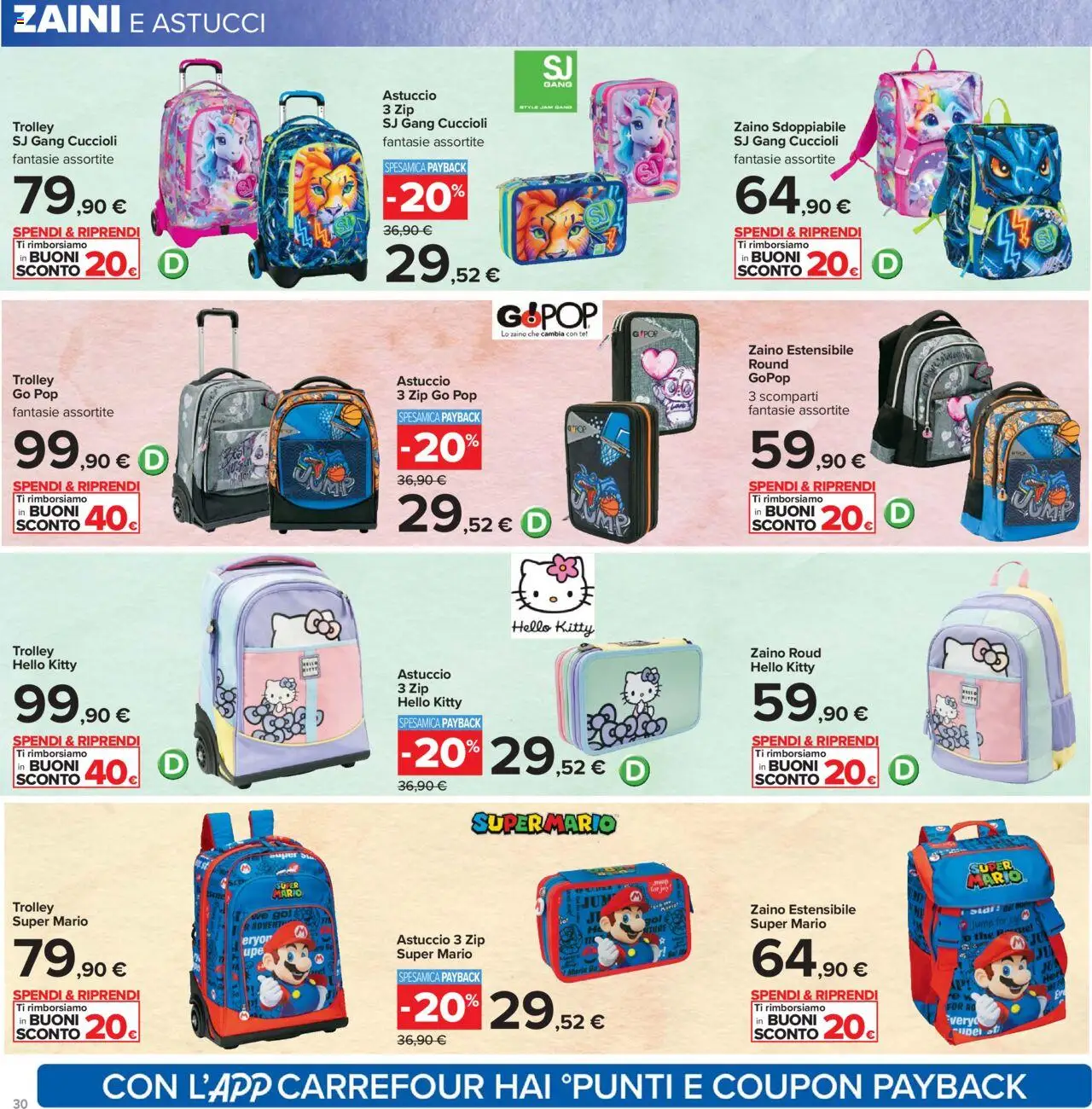 Volantino Carrefour del 05.09.2025 | Pagina: 30 | Prodotti: Zaino, Astuccio, Trolley