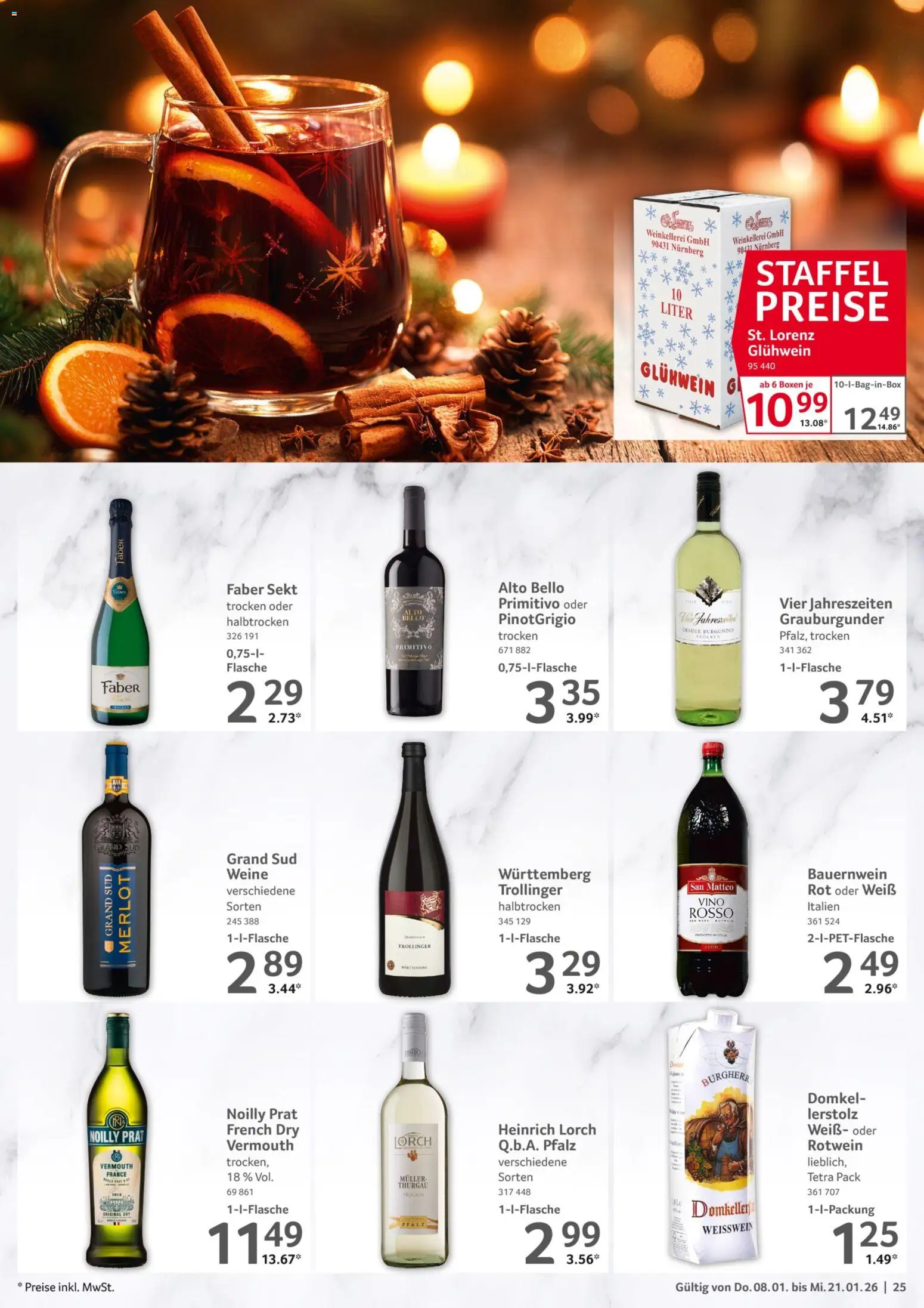 Selgros Gastronomie – gültig ab 08.01.2026 | Seite: 25 | Produkte: Weißwein, Rotwein, Merlot, Grand sud