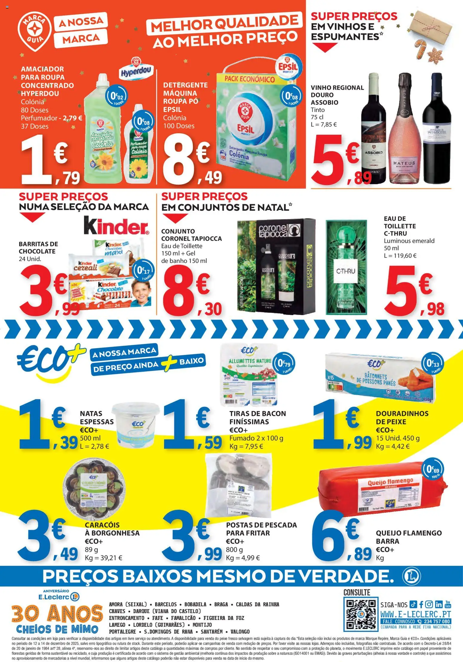 E.Leclerc Catálogo Fim de Semana │ válido de 12.12.2025 | Página: 4 | Produtos: Pescada, Banho, Chocolate, Natas