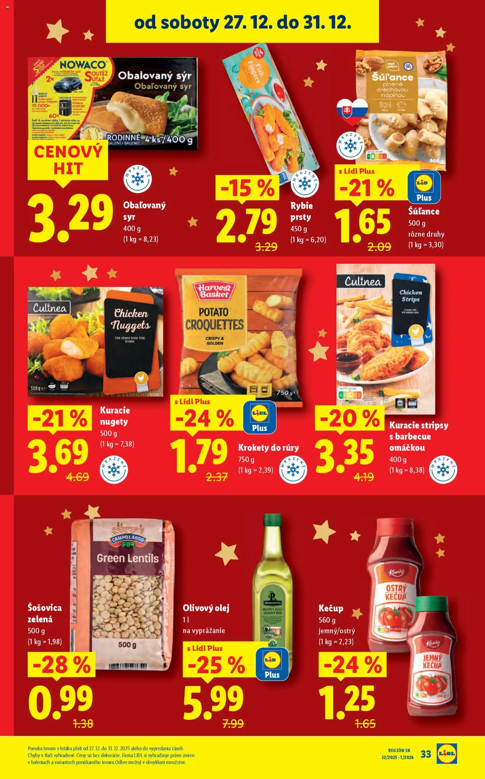 Nové Lidl akcie – leták je platný od 27.12.2025 | Strana: 39 | Produkty: Syr, Olej, Šošovica, Kečup