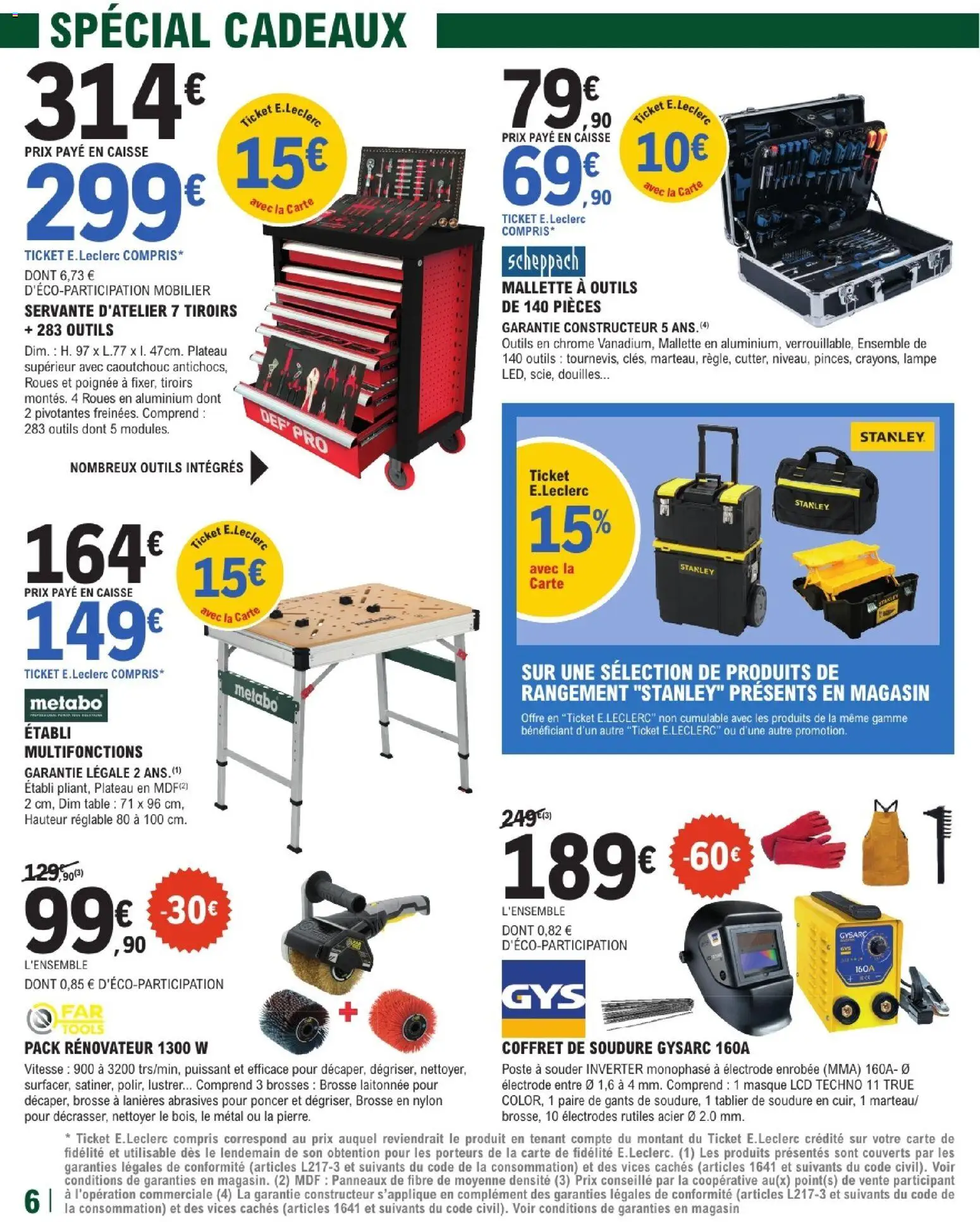 {H1} | Page: 6 | Produits: Tablier, Brosse, Masque, Servante D'Atelier