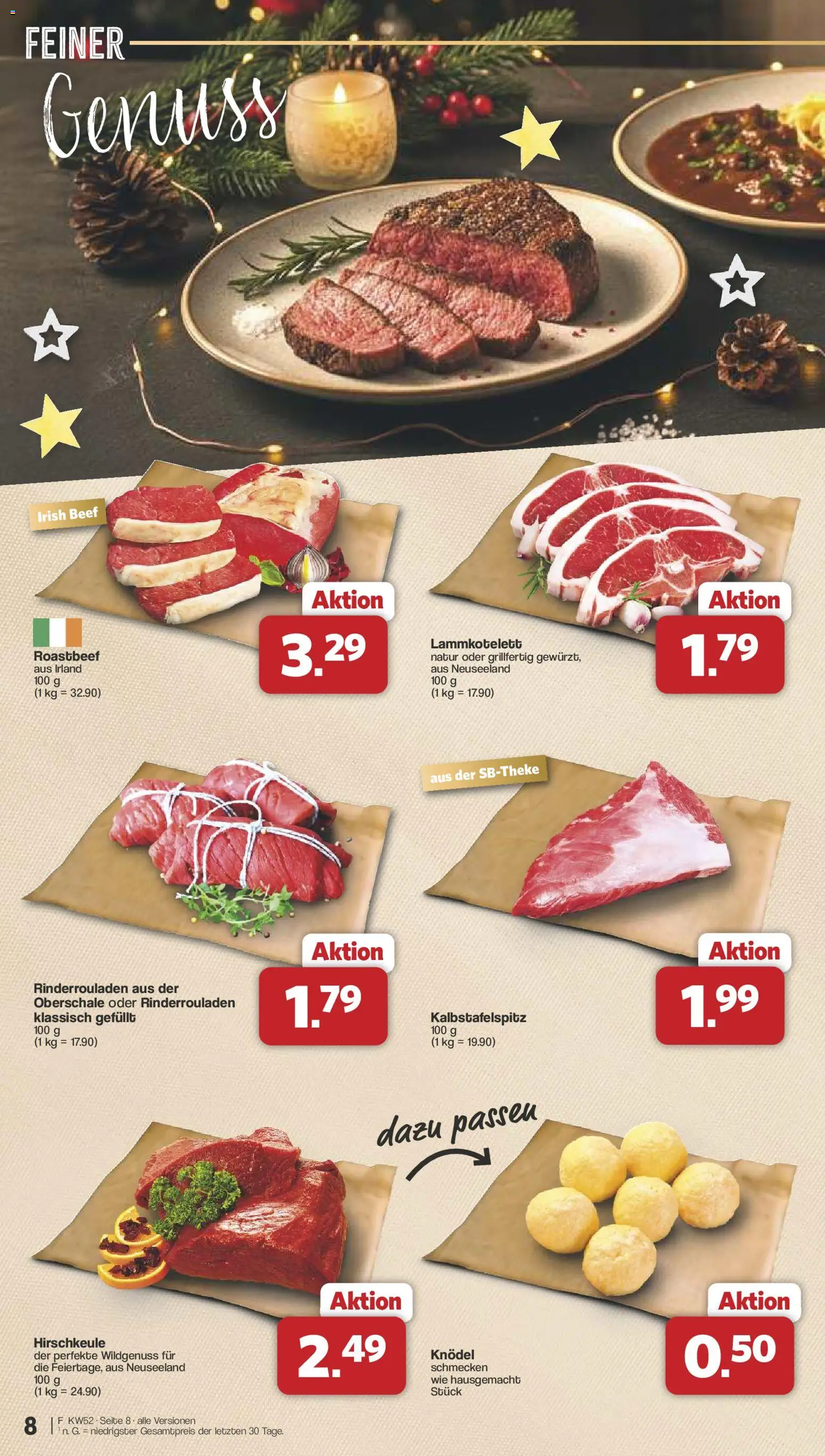 Famila Nordwest Prospekt 	 – gültig ab 22.12.2025 | Seite: 8 | Produkte: Rinderrouladen, Roastbeef
