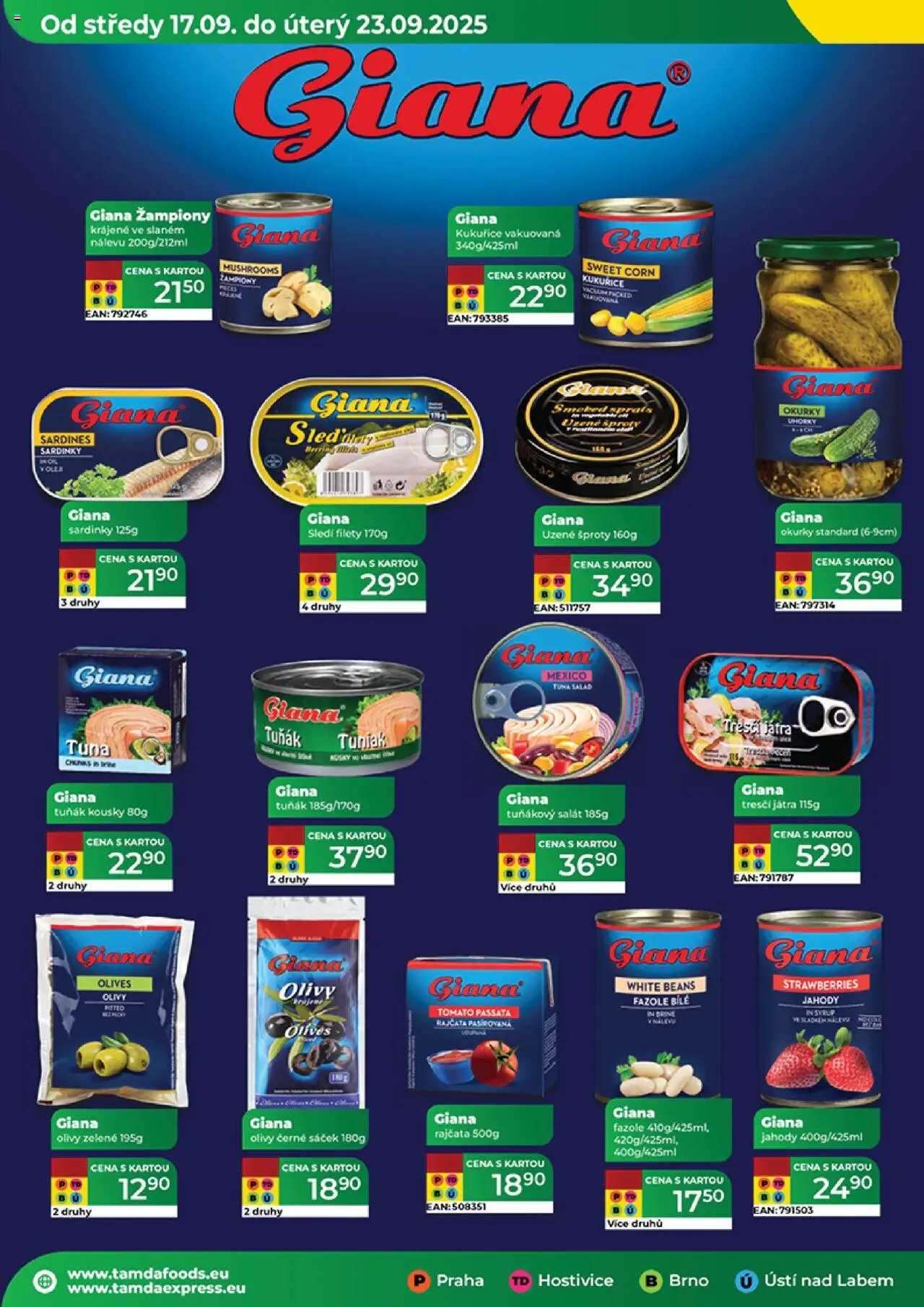 Tamda Foods leták od 17.09.2025 | Strana: 32 | Produkty: Žampiony, Okurky, Salát, Sardinky