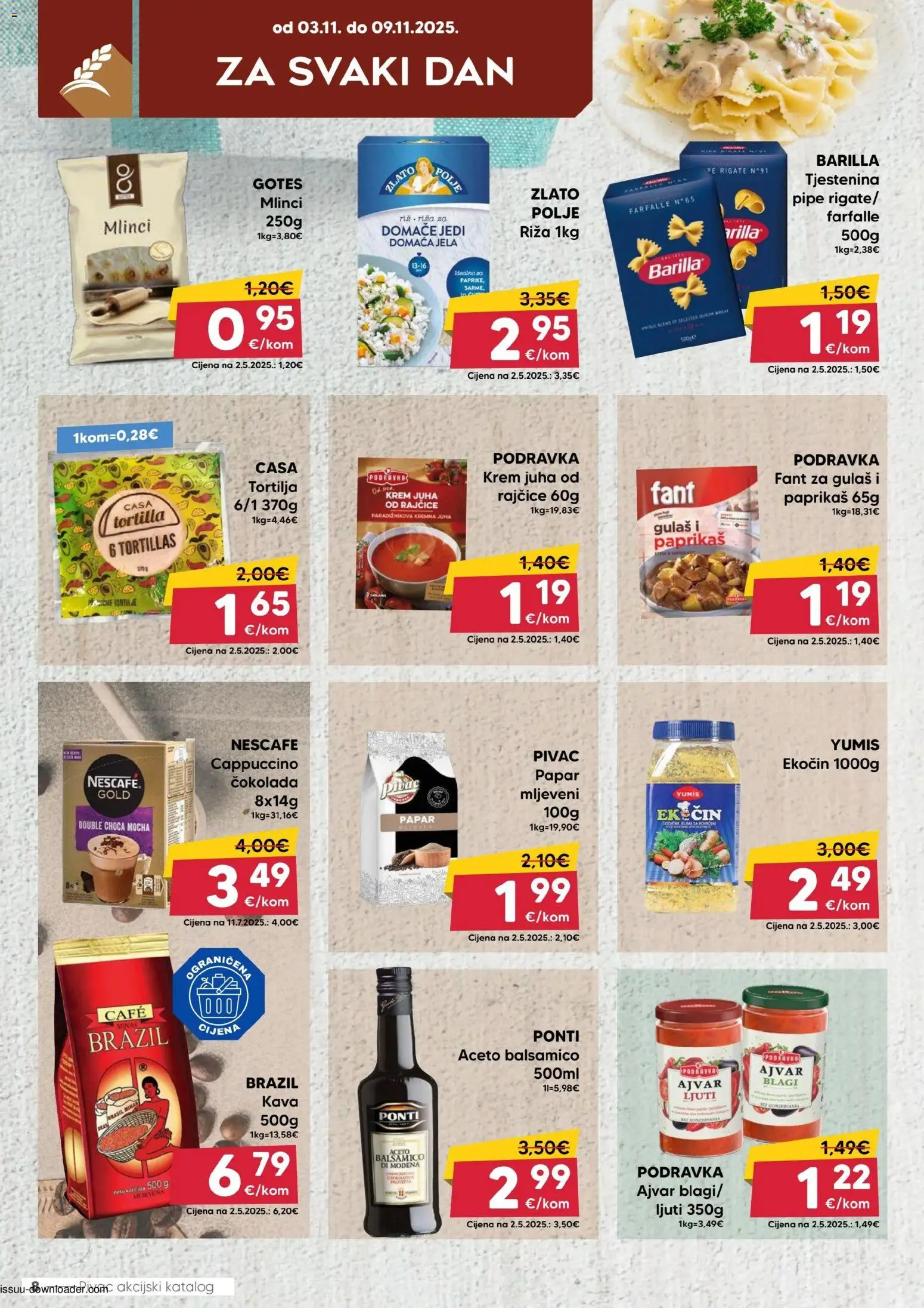 Pivac katalog | vrijedi od 03.11.2025 | Stranica: 8 | Proizvodi: Tjestenina, Papar, Barilla, Tortilje