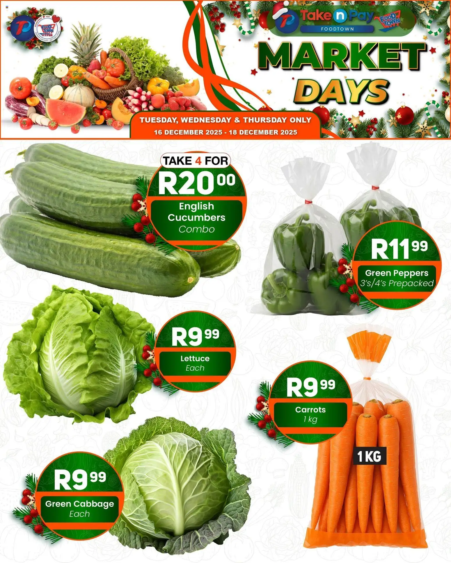 New Take n Pay catalogue – valid from 16.12.2025 | Page: 2 | Products: Carrots, Cucumbers, Lettuce