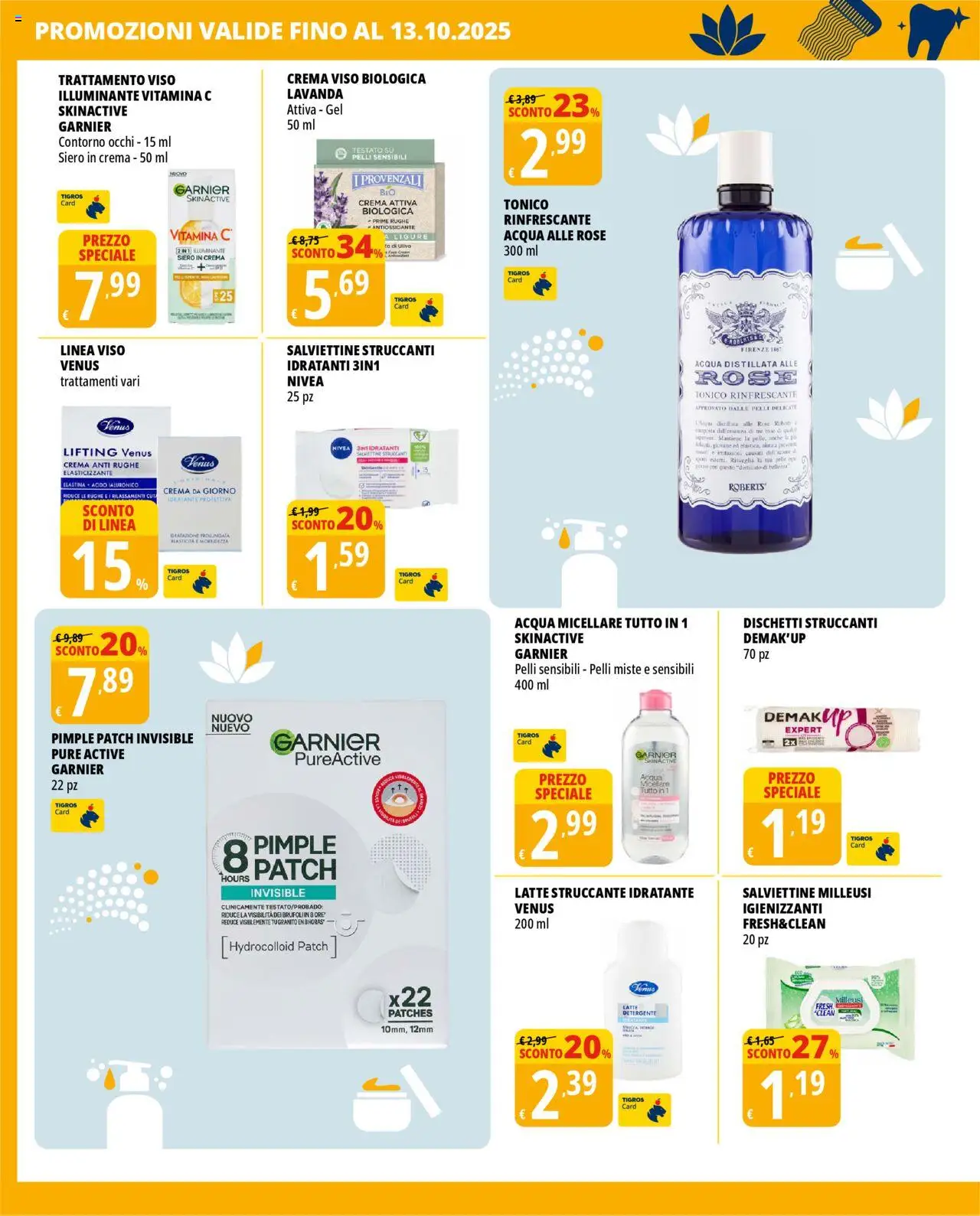 Volantino Tigros del 17.09.2025 | Pagina: 5 | Prodotti: Struccante, Dischetti struccanti, Acqua, Lavanda