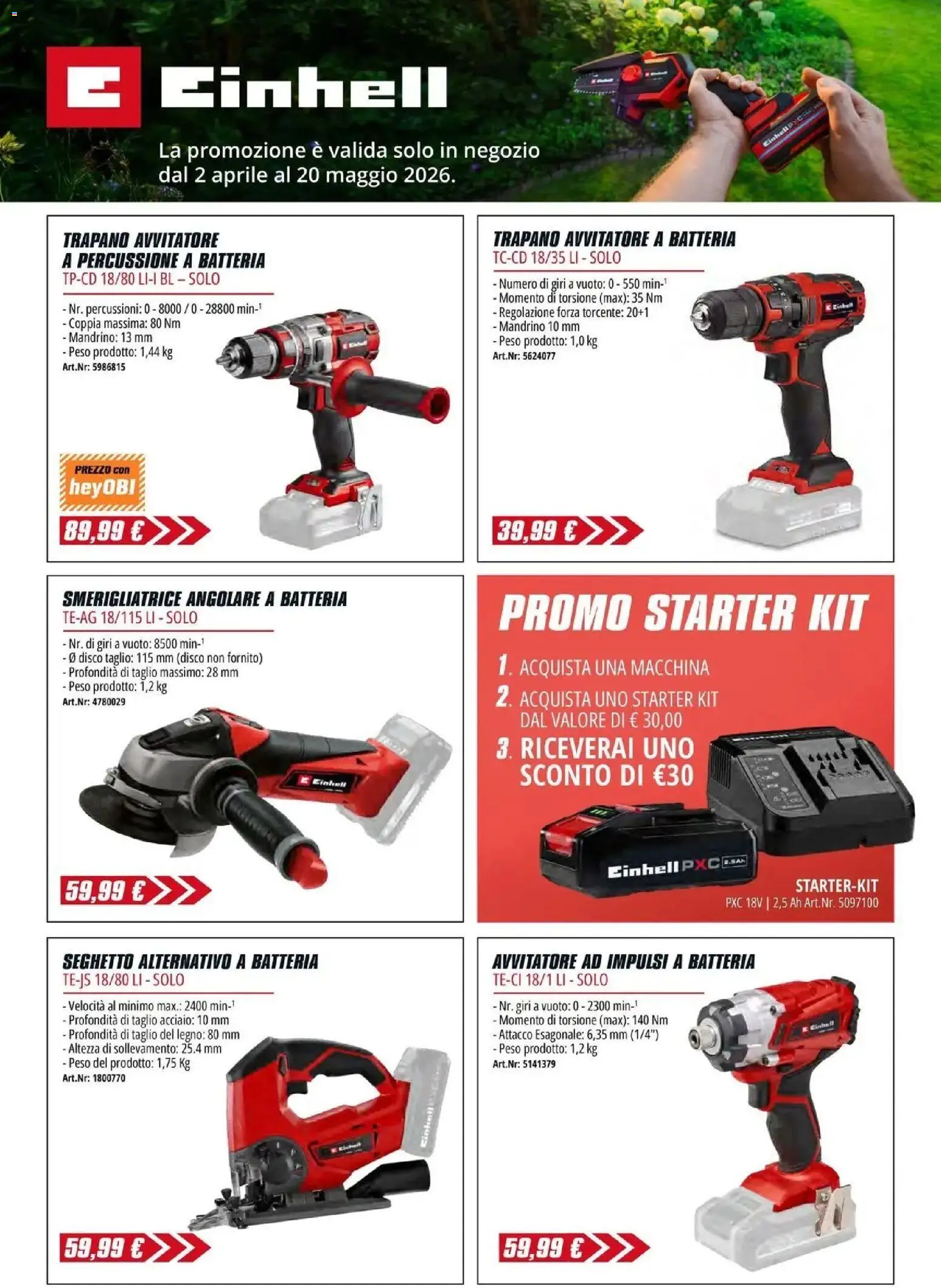 Volantino OBI del 03.04.2026 | Pagina: 12 | Prodotti: Avvitatore, Trapano, Disco, Smerigliatrice