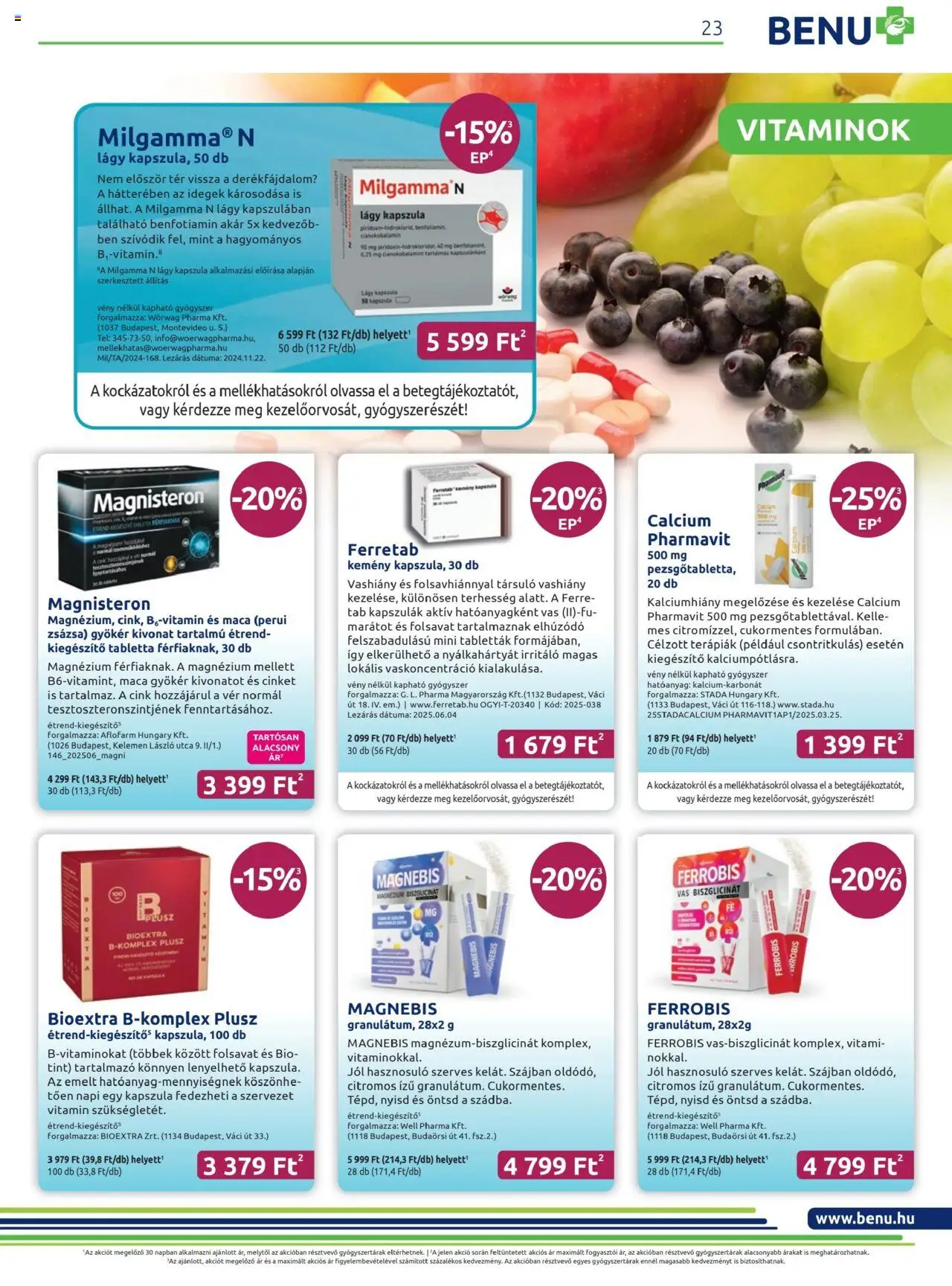 BENU Gyógyszertárak akciós ujság - amely érvényes a következő dátumtól: 01.07.2025 | Oldal: 23