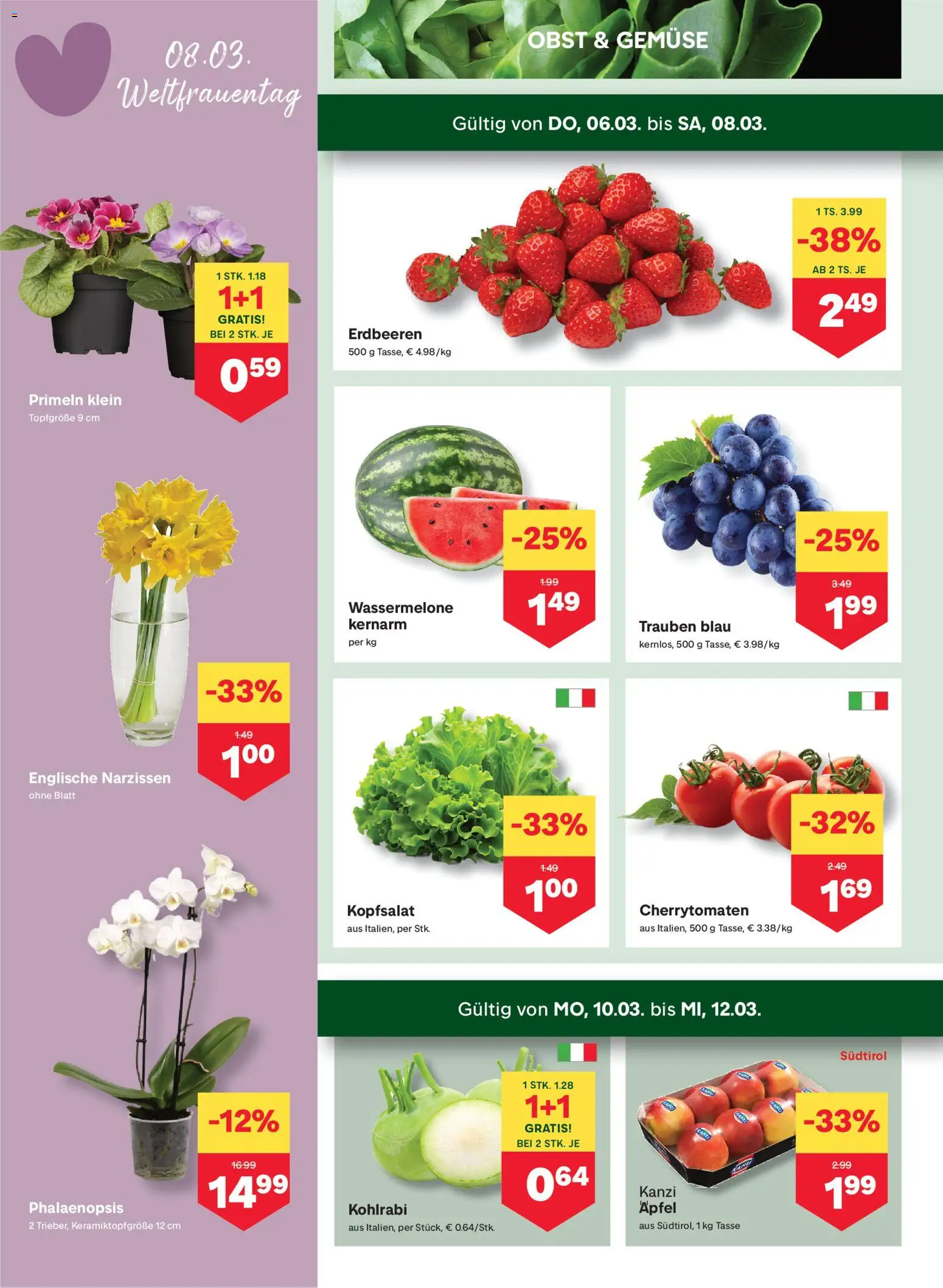 MPREIS Absam gültig ab 06.03.2026 | Seite: 2 | Produkte: Erdbeeren, Gemüse, Obst, Äpfel