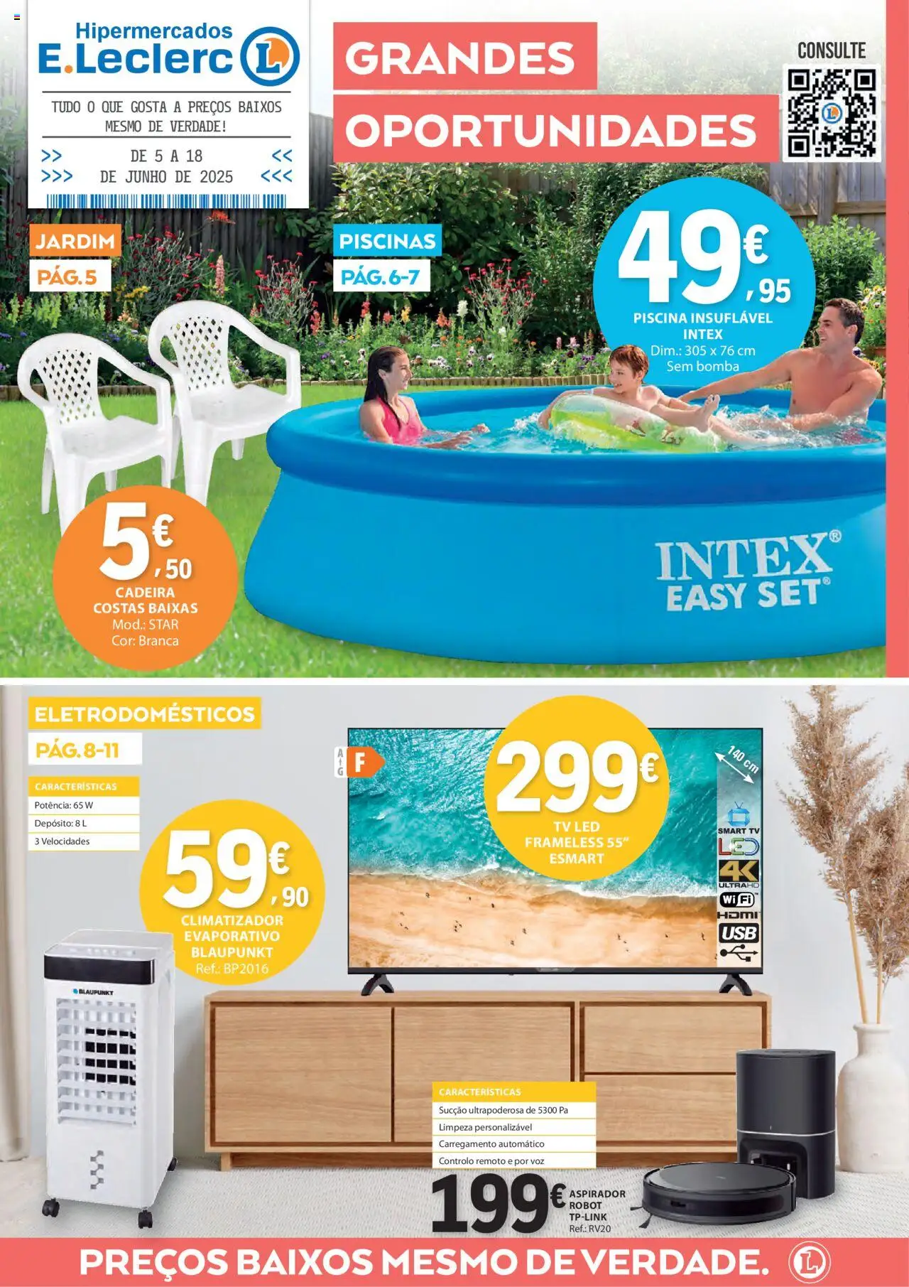 E.Leclerc - Folheto Não Alimentar │ válido de 05.06.2025 | Página: 1 | Produtos: Piscina, Tv led, Cadeira, Pá