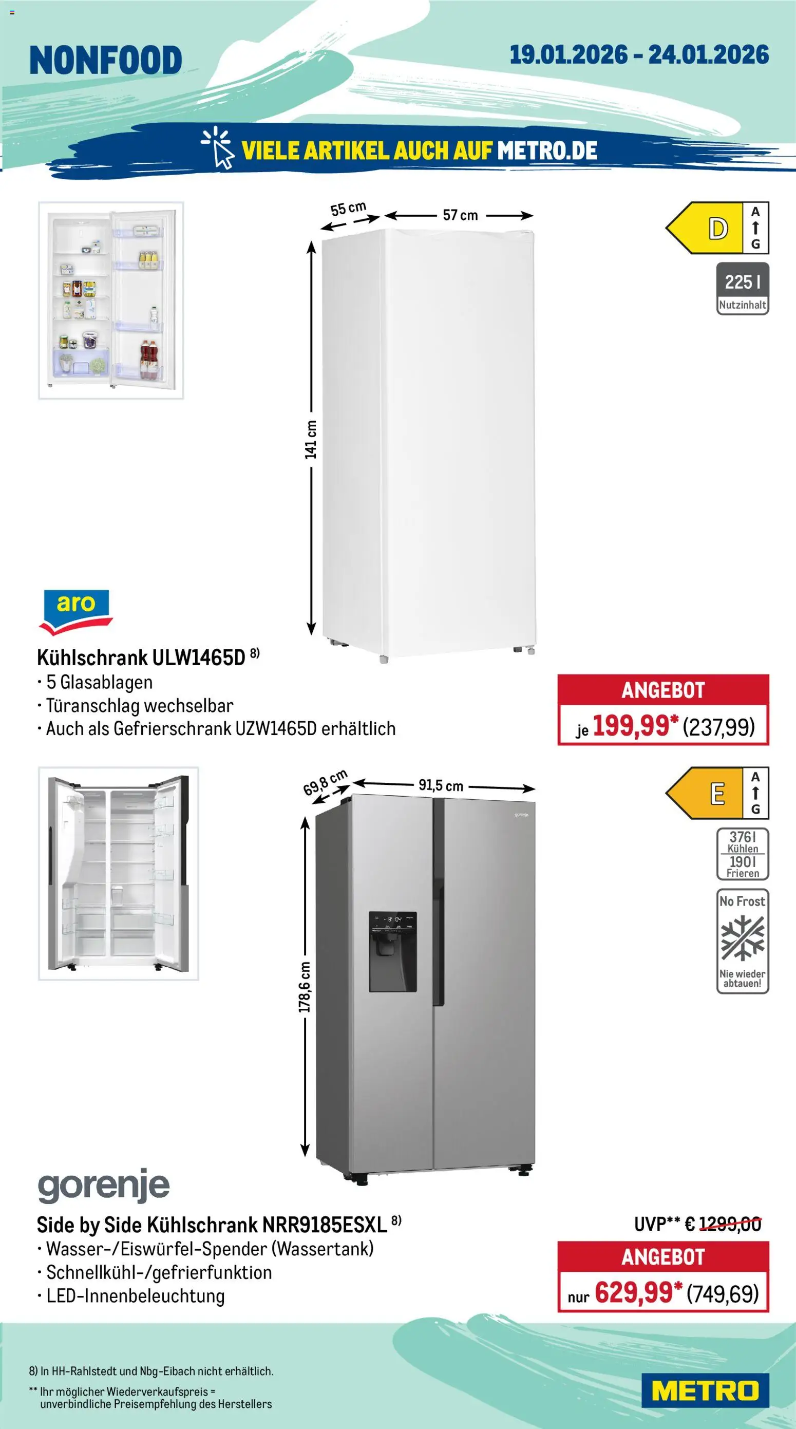 Metro Prospekt 	 – gültig ab 19.01.2026 | Seite: 19 | Produkte: Gorenje, Gefrierschrank, Kühlschrank