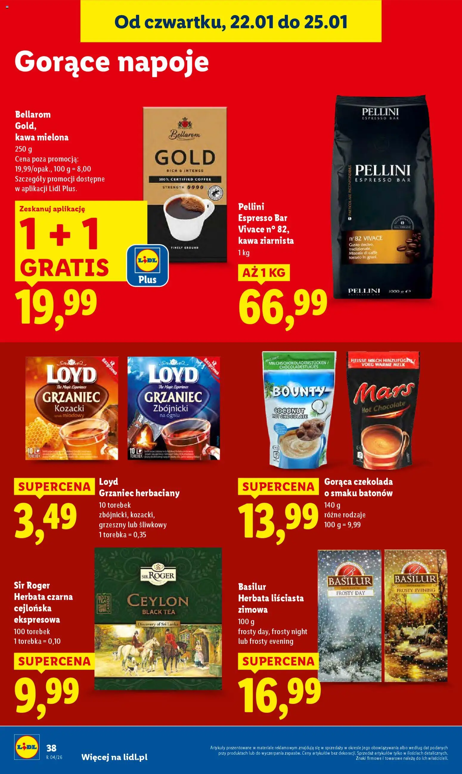 Lidl Gazetka od 22.01.2026 | Strona: 38 | Produkty: Torebka, Napoje, Kawa, Czekolada