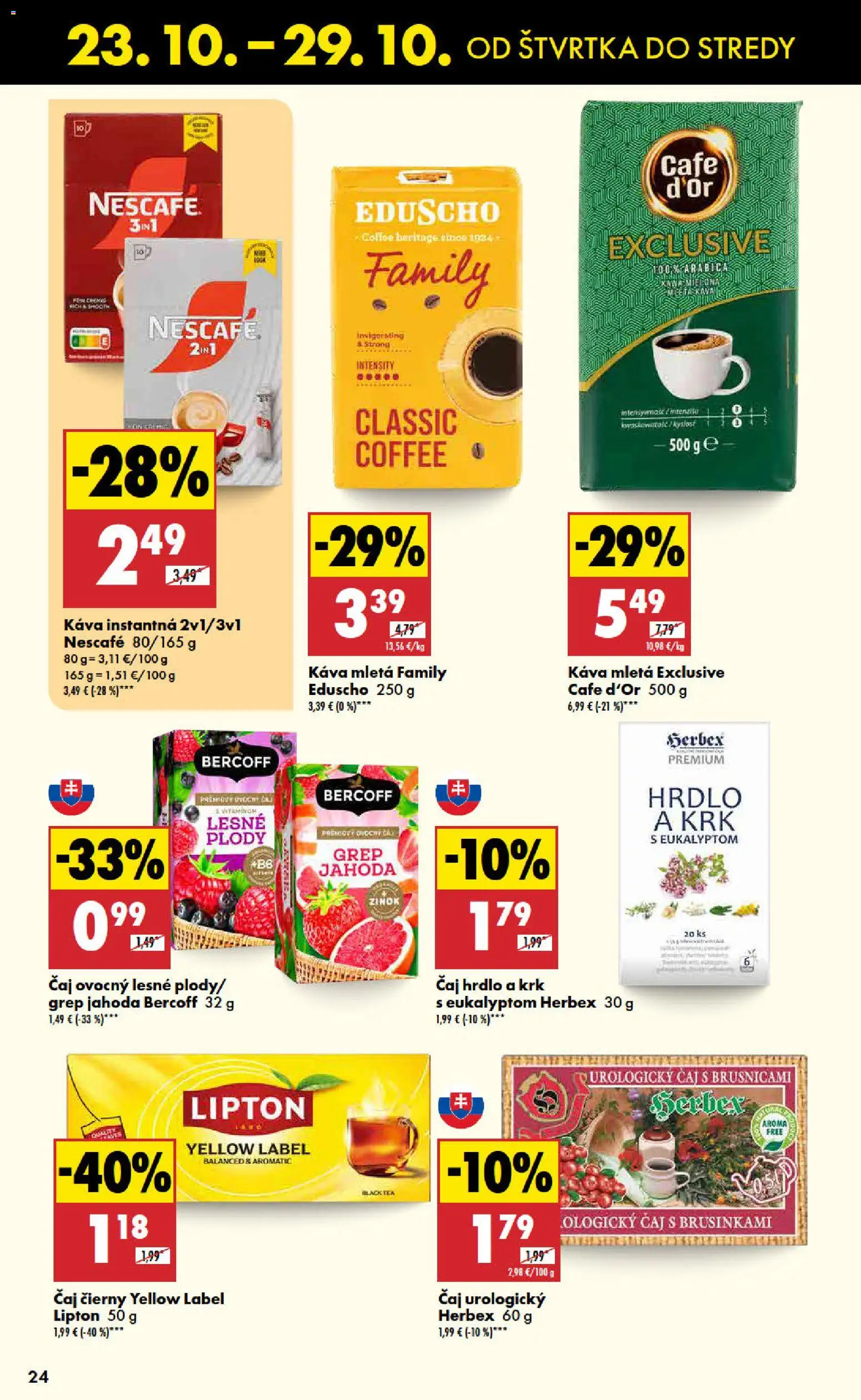 Nové Biedronka akcie – leták je platný od 23.10.2025 | Strana: 24 | Produkty: Káva, Čaj, Grep