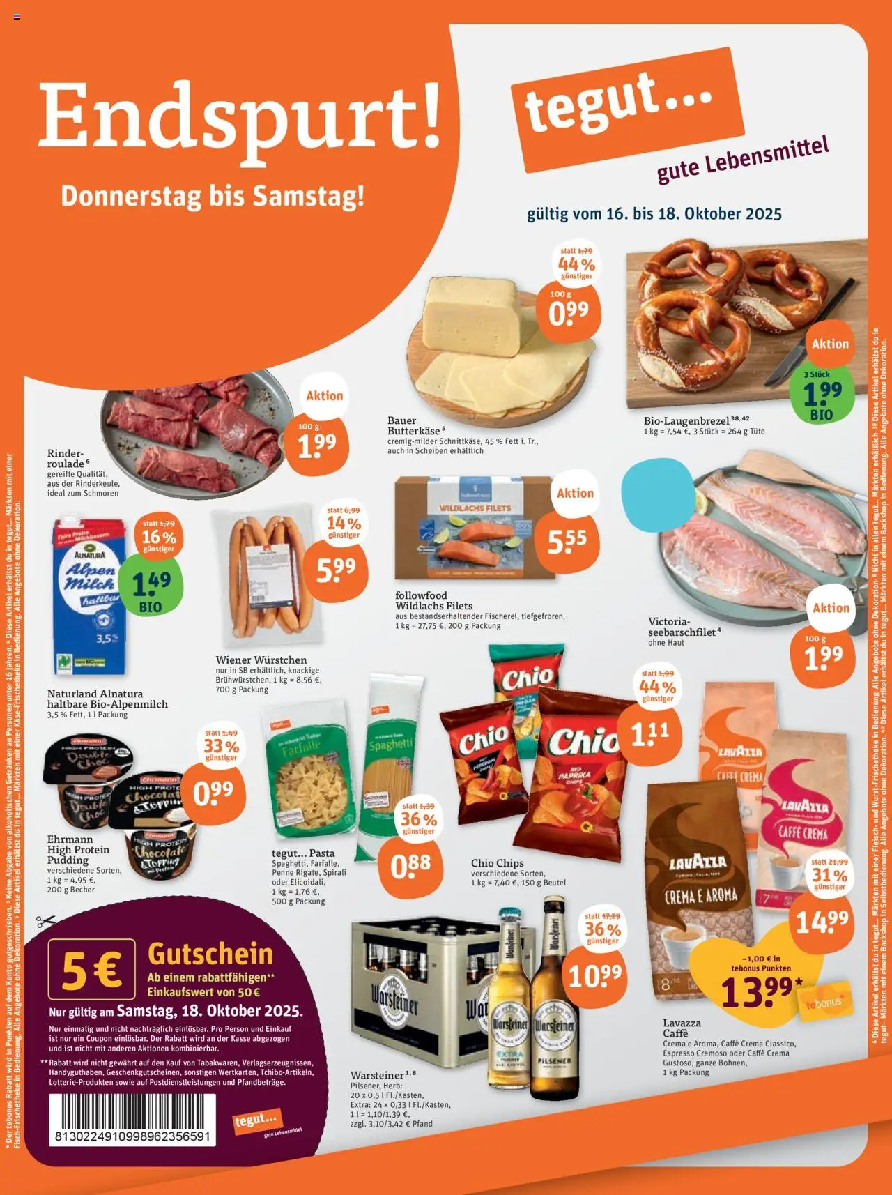 Tegut Prospekt – gültig ab 13.10.2025 | Seite: 1 | Produkte: Pudding, Paprika, Pasta, Chips