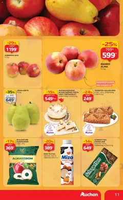 Auchan Akciós újság - amely érvényes a következő dátumtól: 24.10.2025 | Oldal: 11 | Termékek: Körte, Torta, Csokoládé, Alma