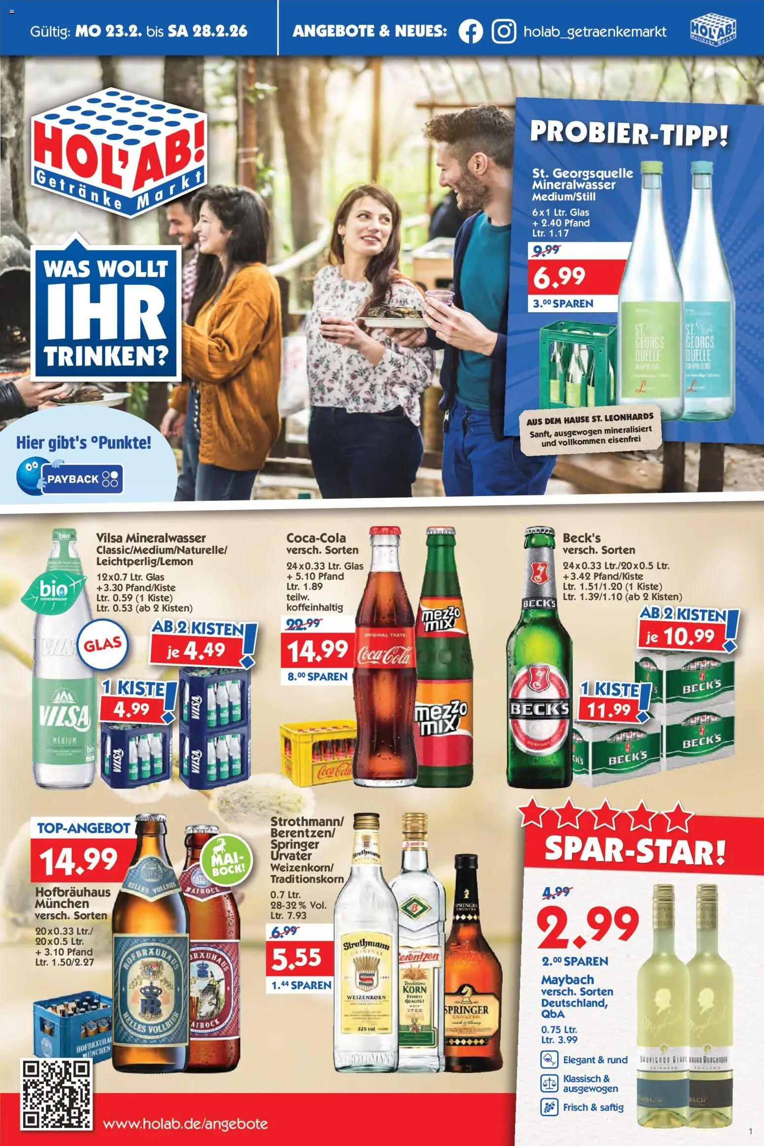 HOL’AB! Prospekt 	 – gültig ab 23.02.2026 | Seite: 1 | Produkte: Coca cola, Cola, Mineralwasser