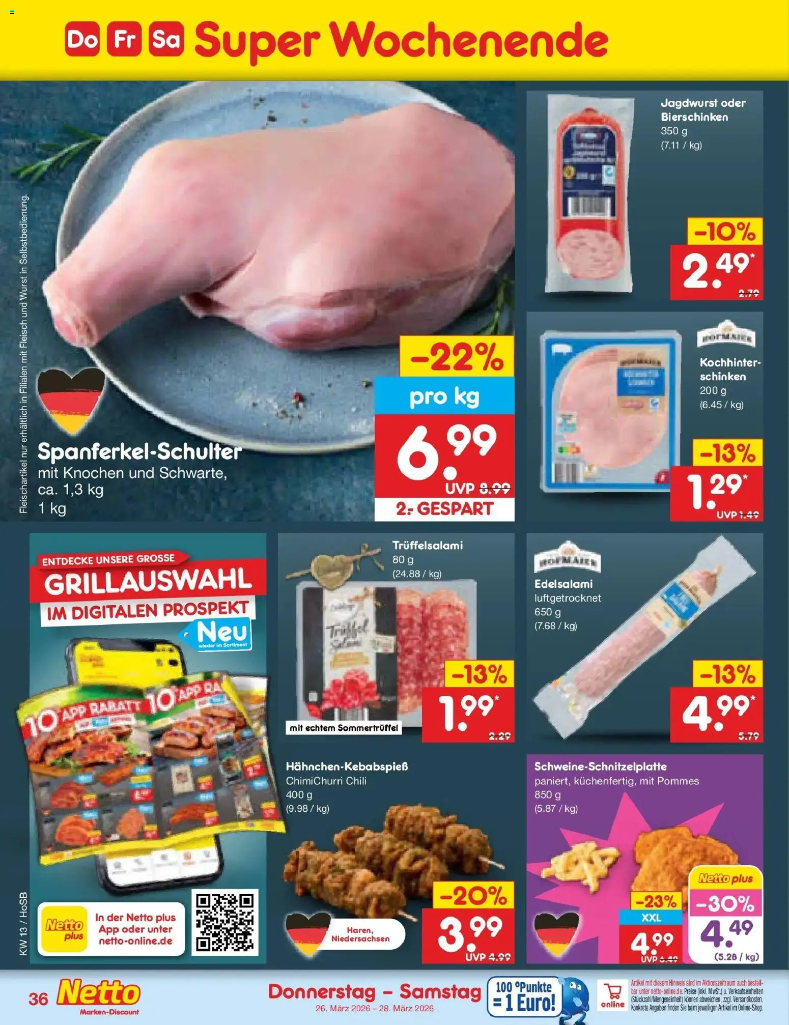 Netto Marken-Discount Prospekt Hannover	 – gültig ab 23.03.2026 | Seite: 52 | Produkte: Pommes, Wurst, Schinken, Fleisch