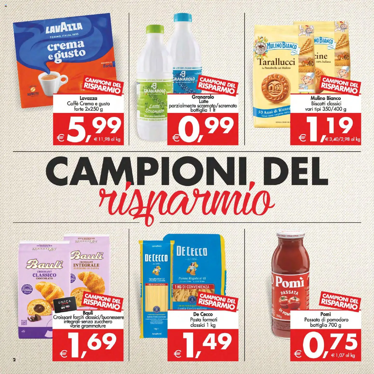 Volantino Decò del 24.10.2025 | Pagina: 2 | Prodotti: Biscotti, Croissant, Lavazza, Bottiglia